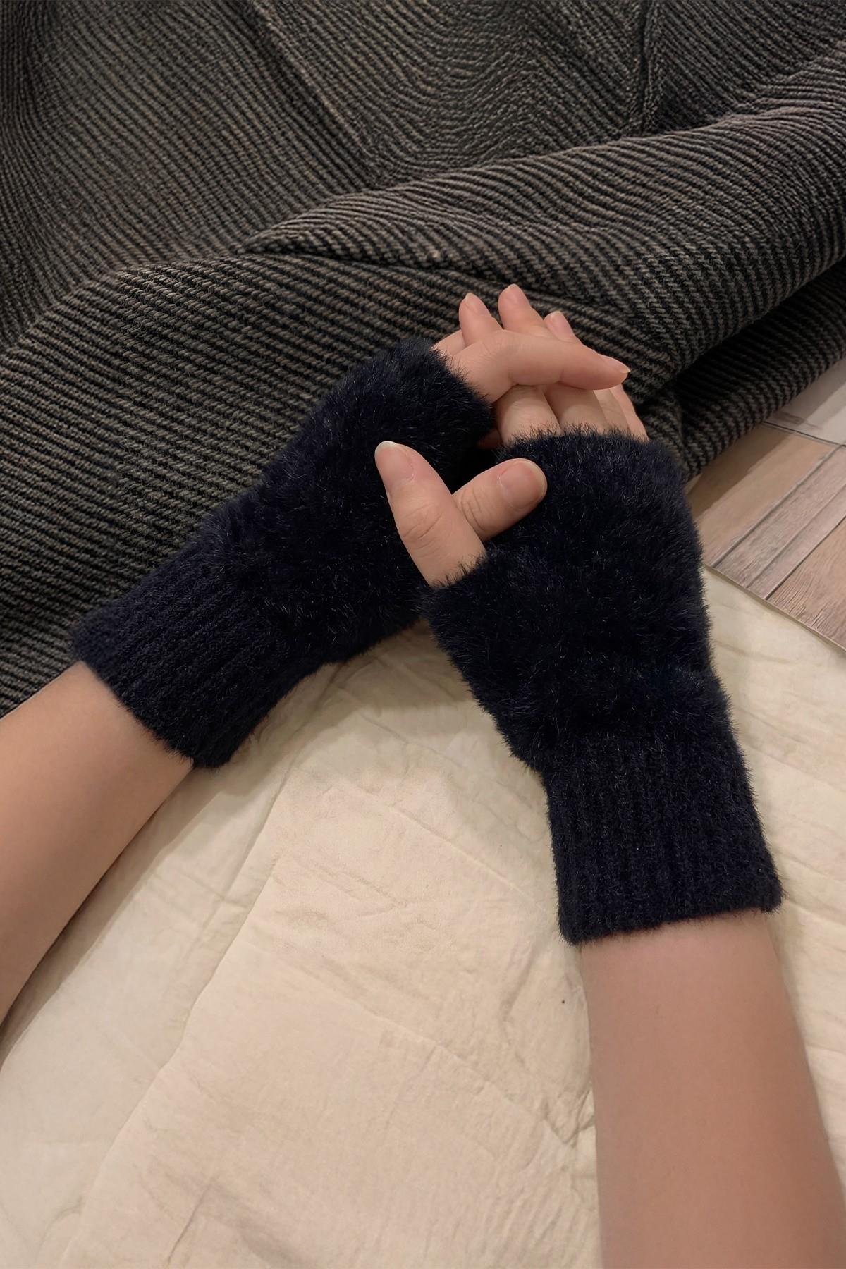 Kadın 1 Çift Kışlık Parmaksız Termal Esnek Peluş Eldiven