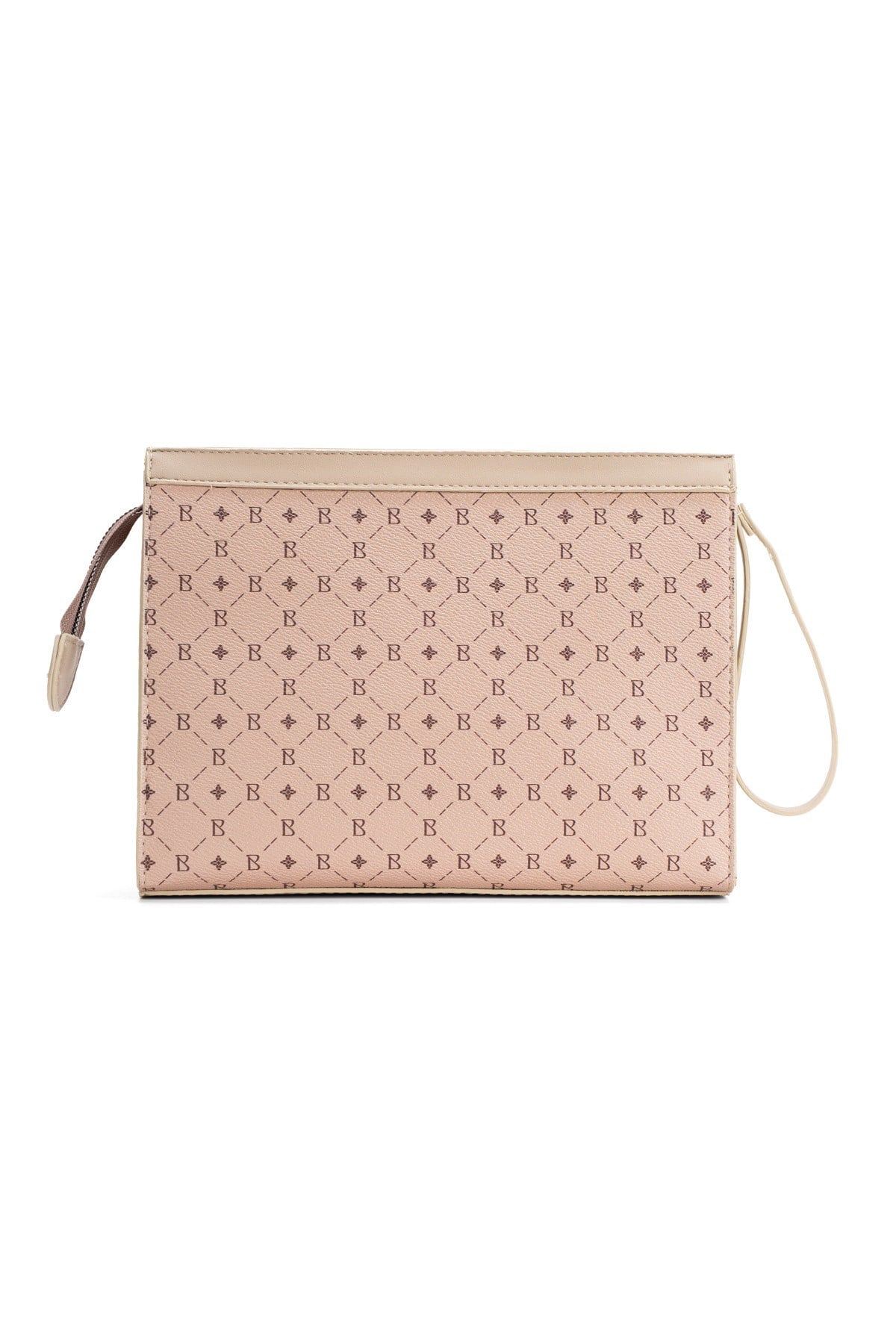 Kadın Bej Bahels Monogram Portföy Kulplu Clutch Çanta