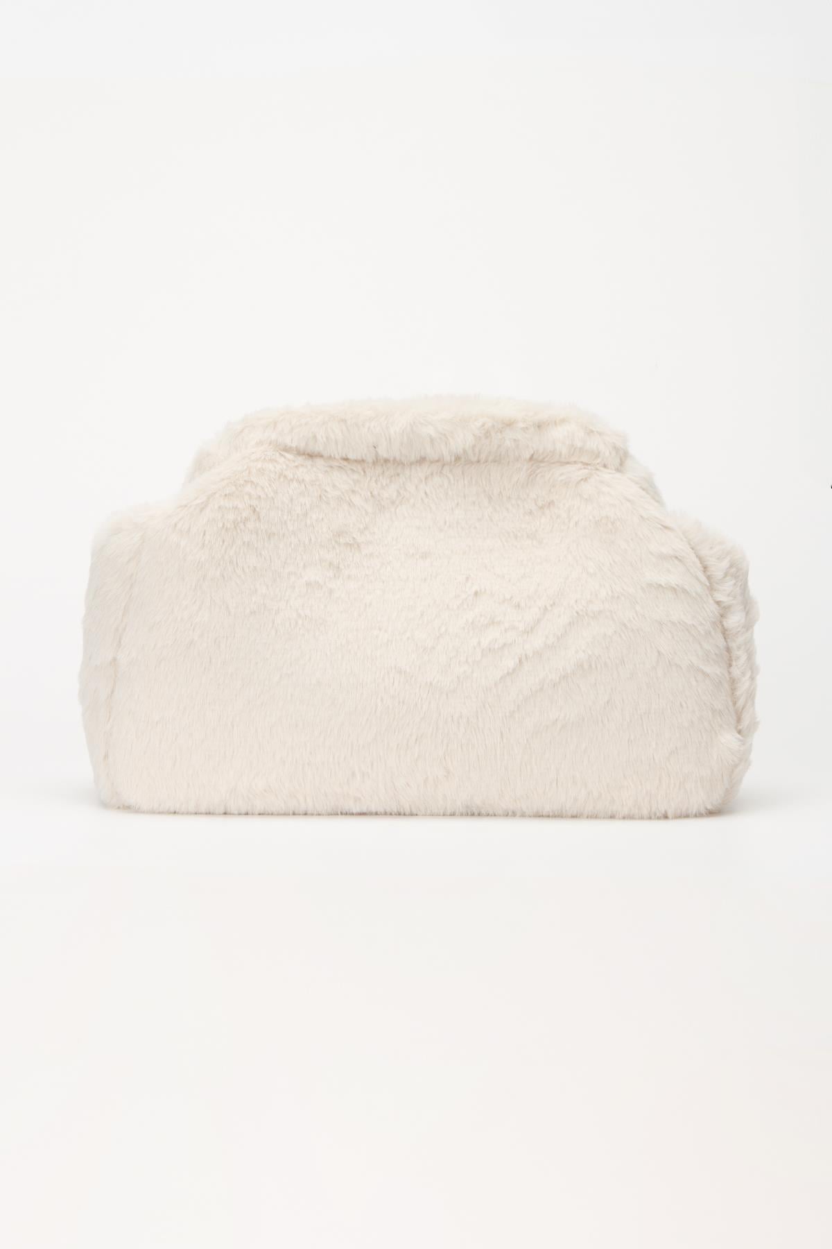 Kadın Bej Yumuşak Peluş Clutch Portföy Çanta