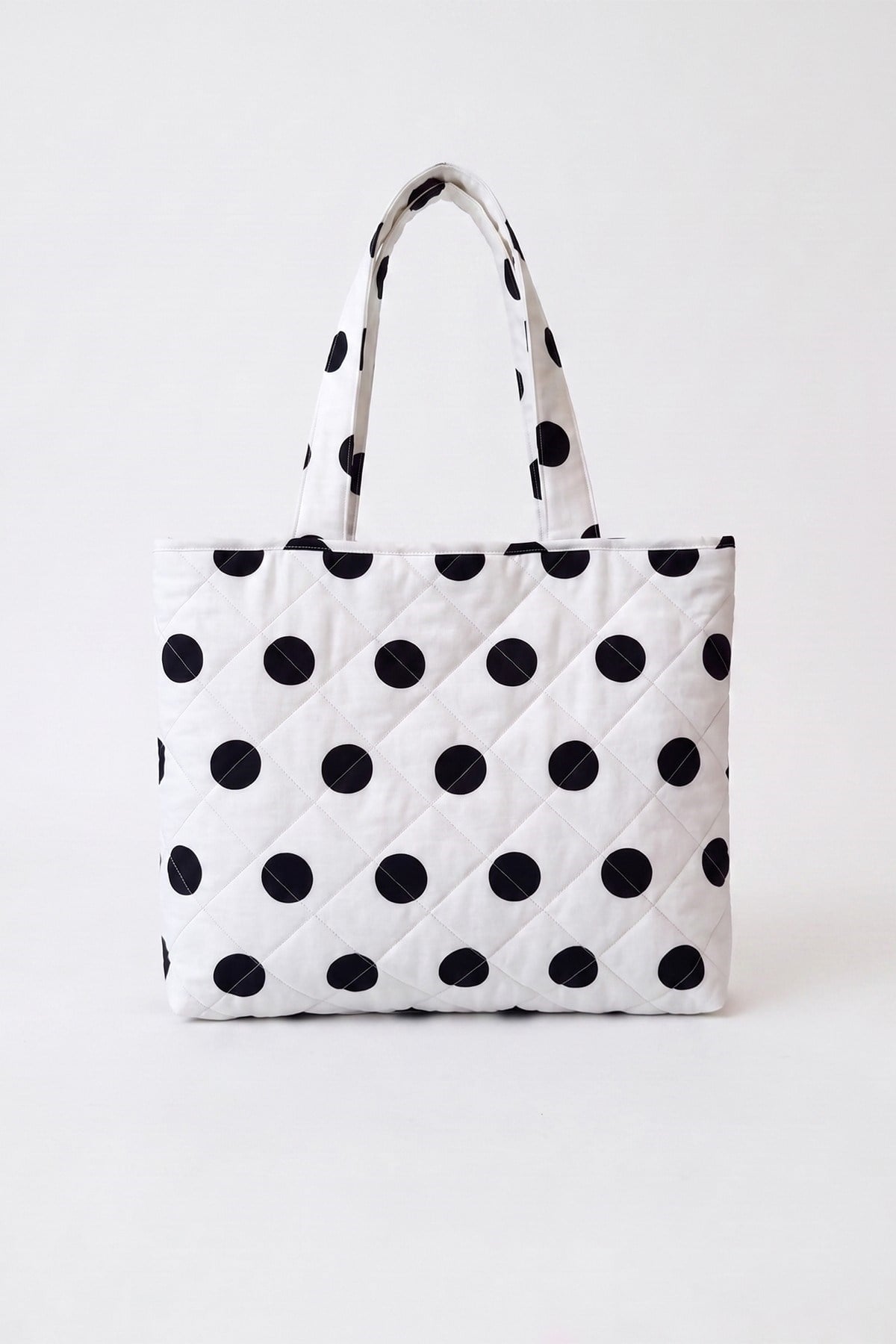 Kadın Beyaz Puantiye Shopper Tote Bag