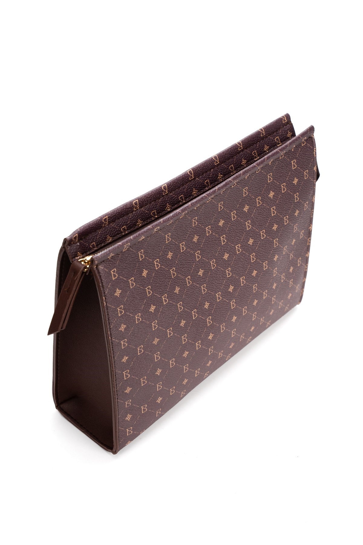 Kadın Kahve Bahels Monogram Portföy Clutch Çanta