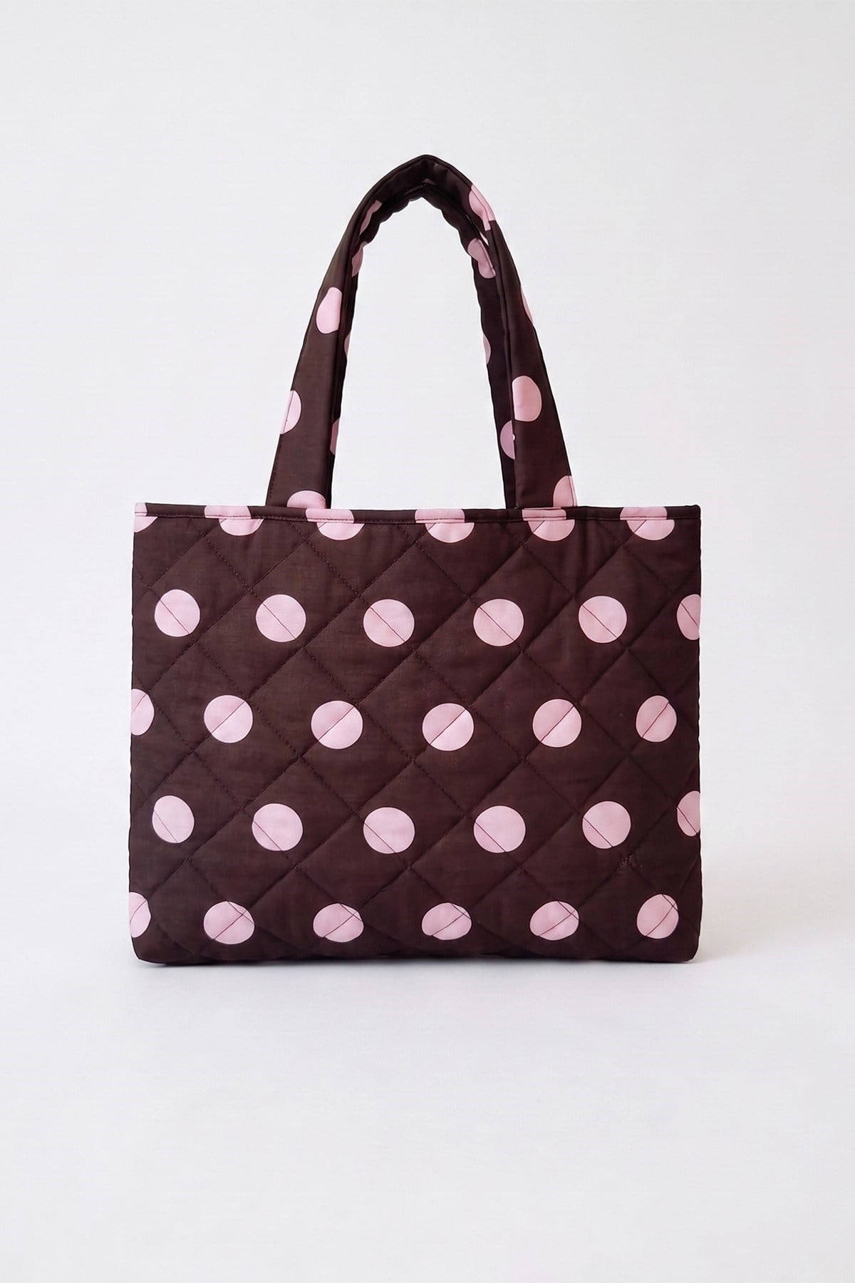 Kadın Kahve Puantiye Shopper Tote Bag
