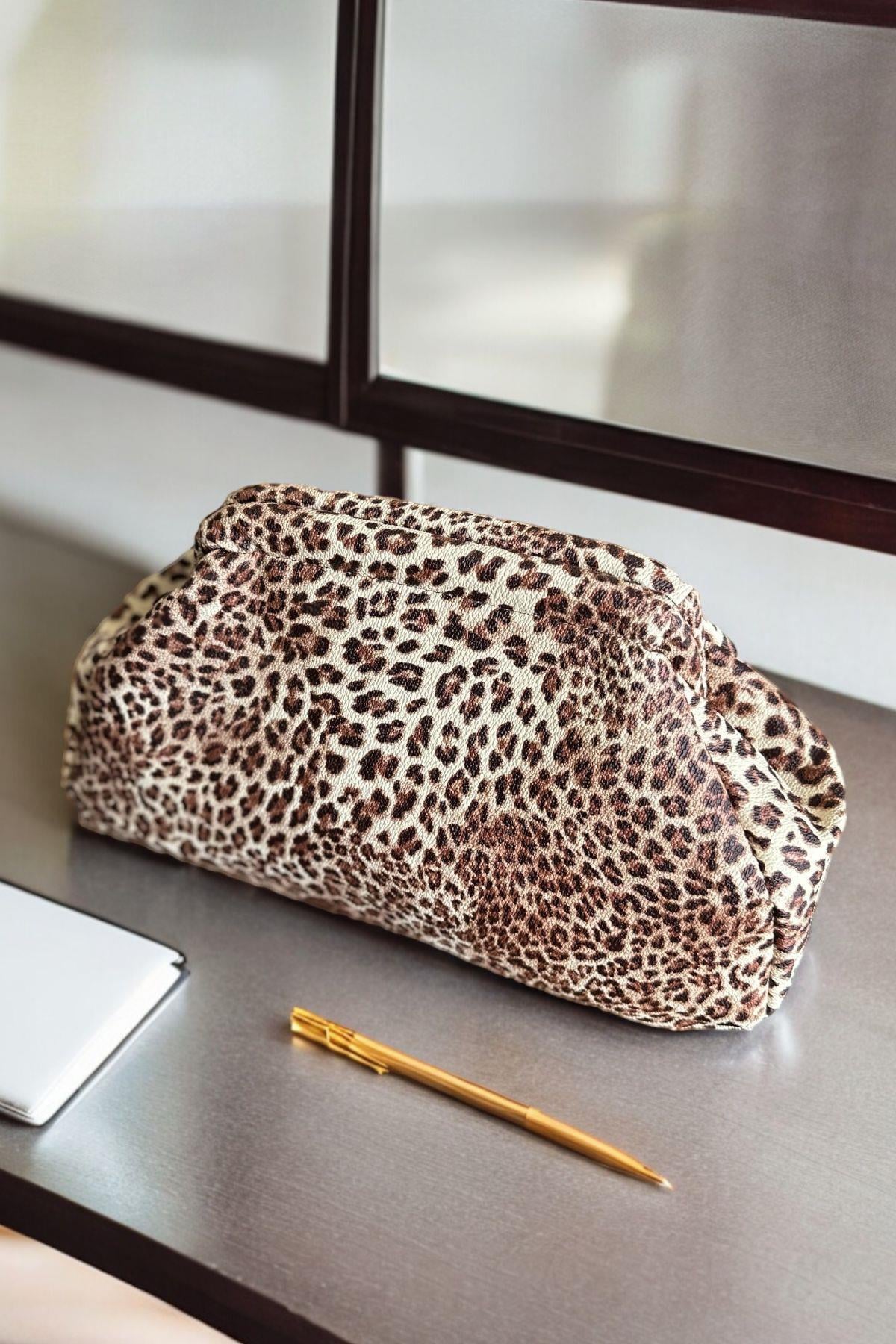 Kadın Leopar Vip Clutch Portföy Çanta