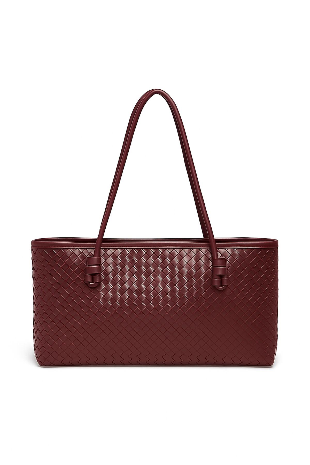 Kadın Loven Uzun Tote Çanta Cherry Örgülü