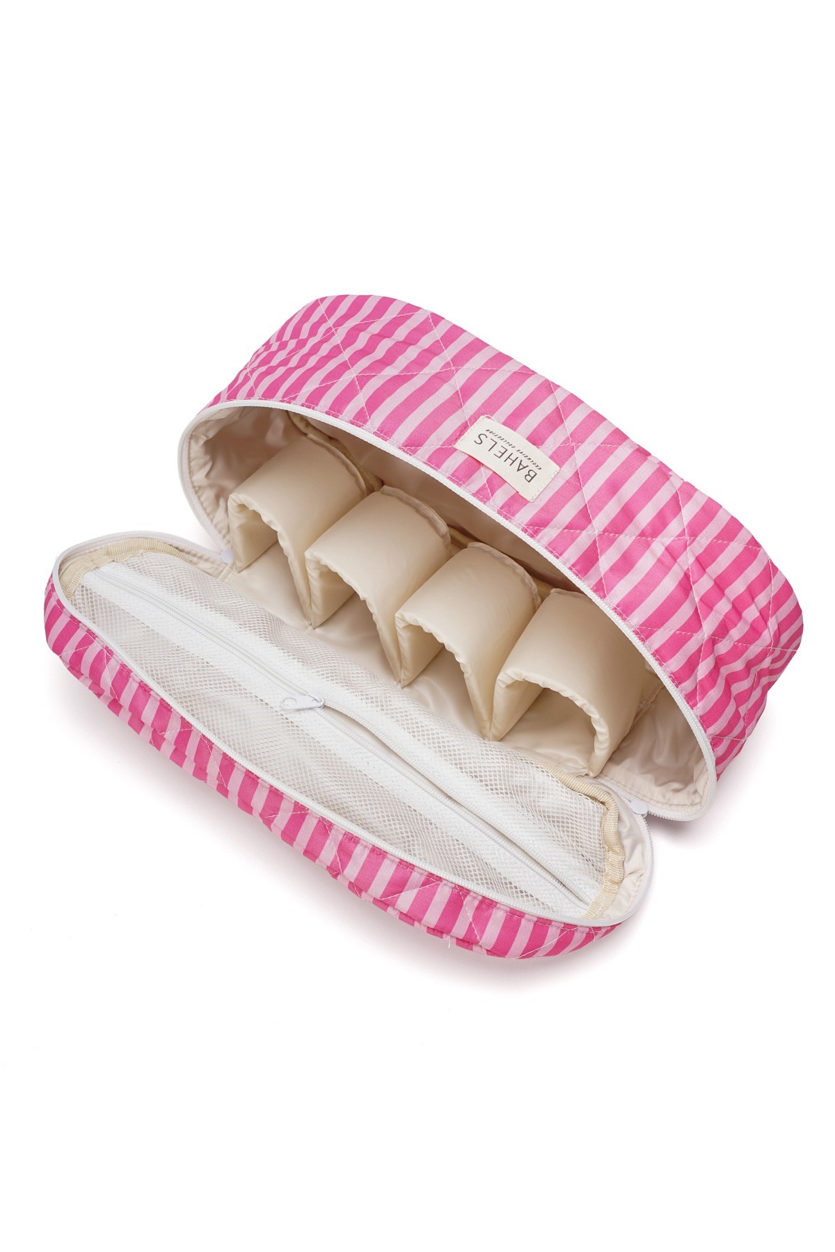 Pembe Çizgili Airwrap Uyumlu Içi Bölmeli Tüm Saç Şekillendirici Için Xl Boy Çanta Seyahat Çantası