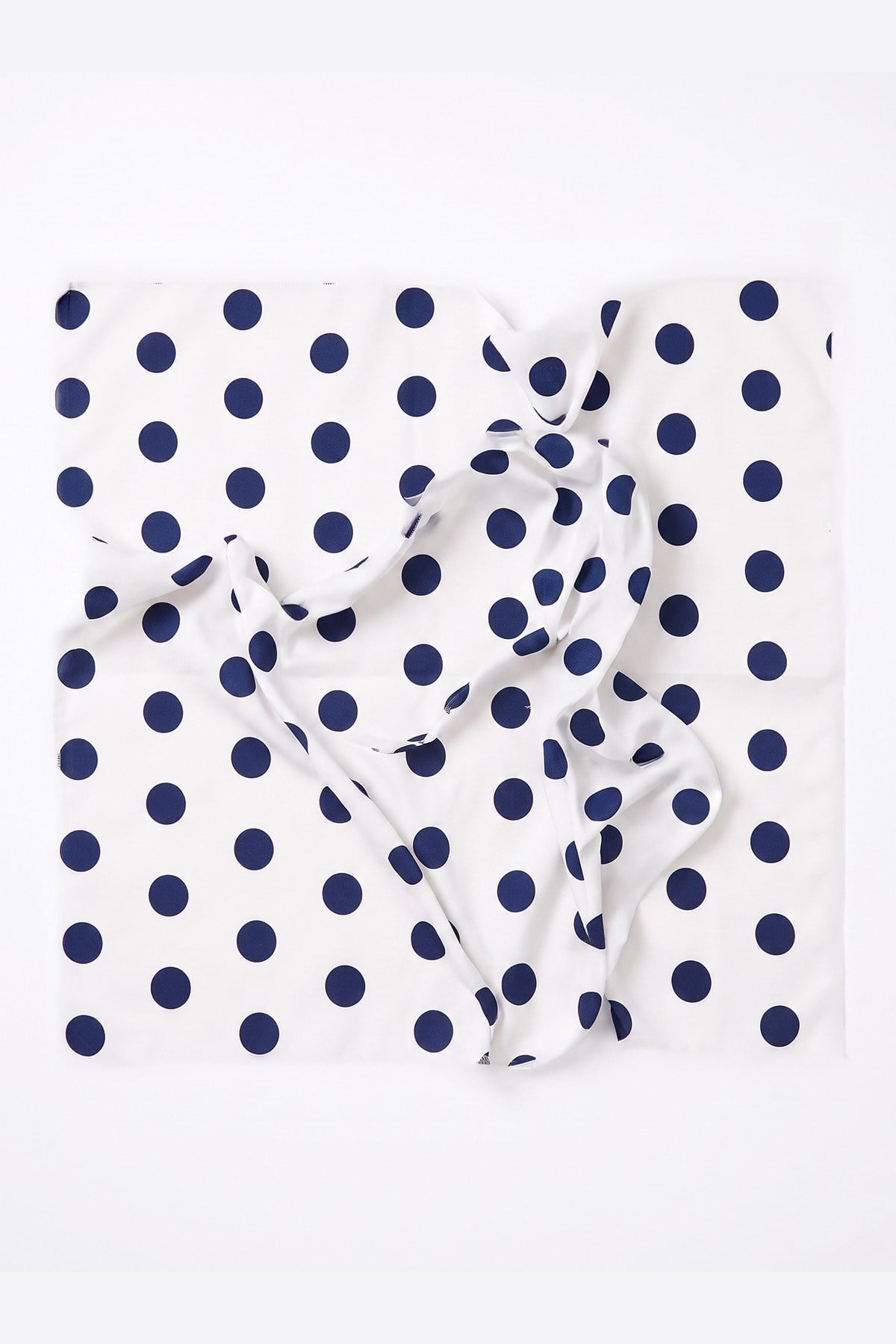 Puantiye Mavi Kadın Bandana Fular 50x50cm