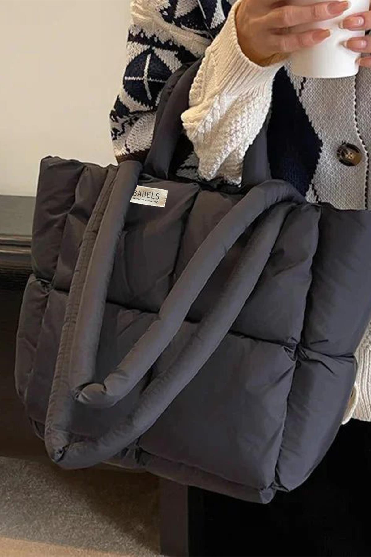 Siyah Viral Puffy Bag El Ve Omuz Çantası