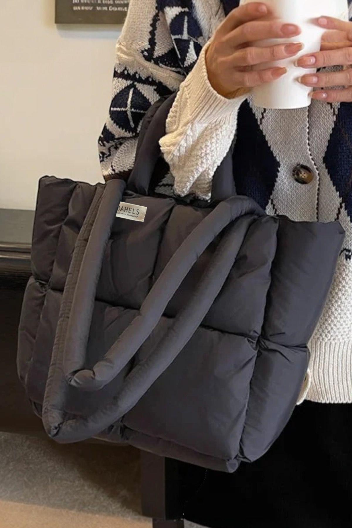 Siyah Viral Puffy Bag El Ve Omuz Çantası