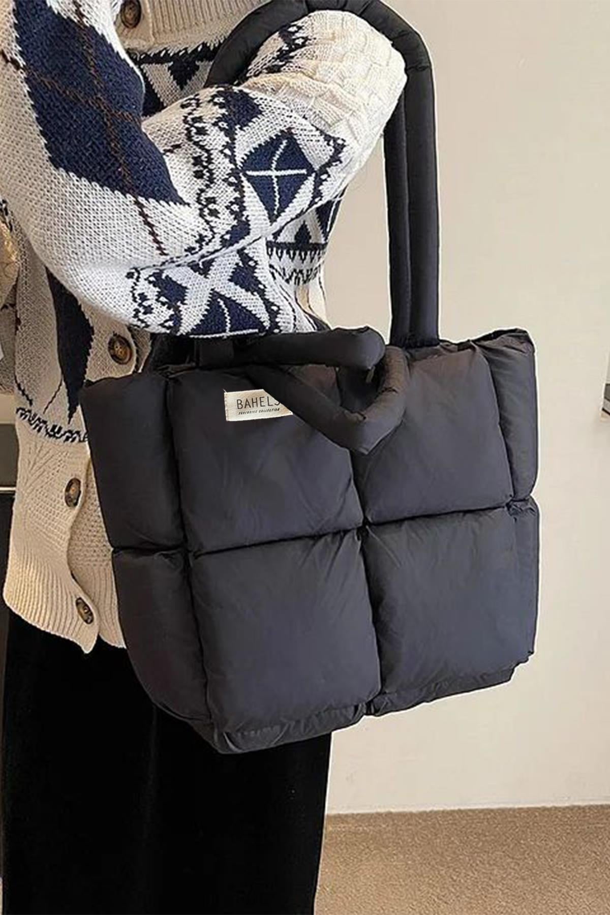 Siyah Viral Puffy Bag El Ve Omuz Çantası