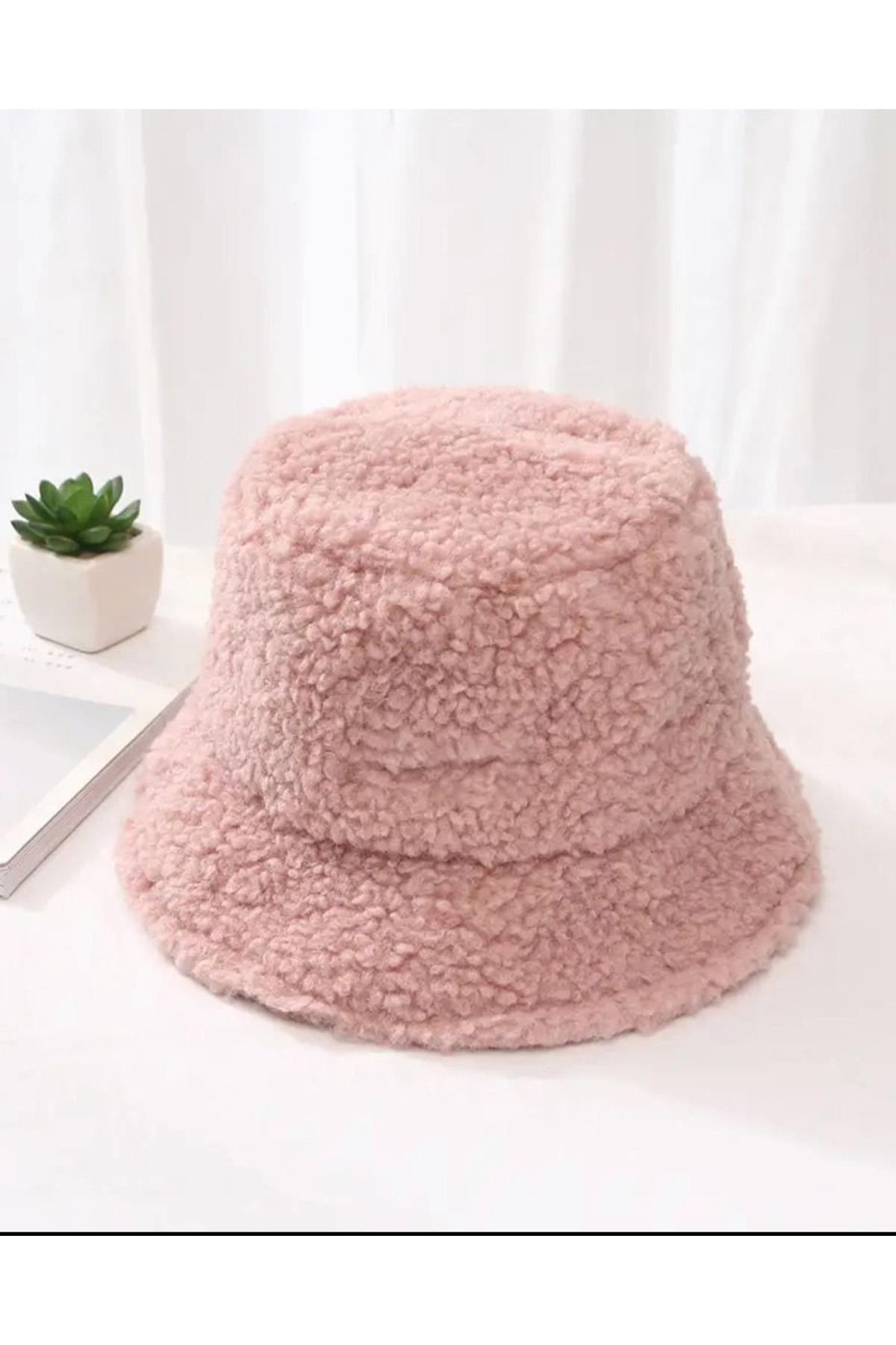 Soft Pembe Teddy Peluş Bucket Şapka