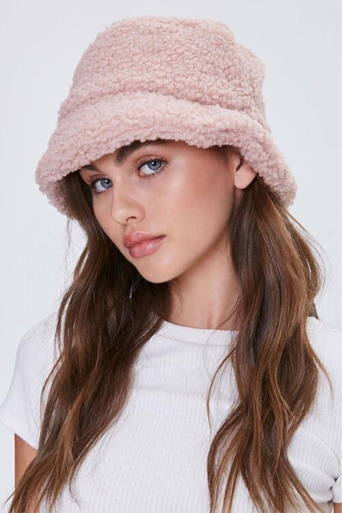 Soft Pembe Teddy Peluş Bucket Şapka