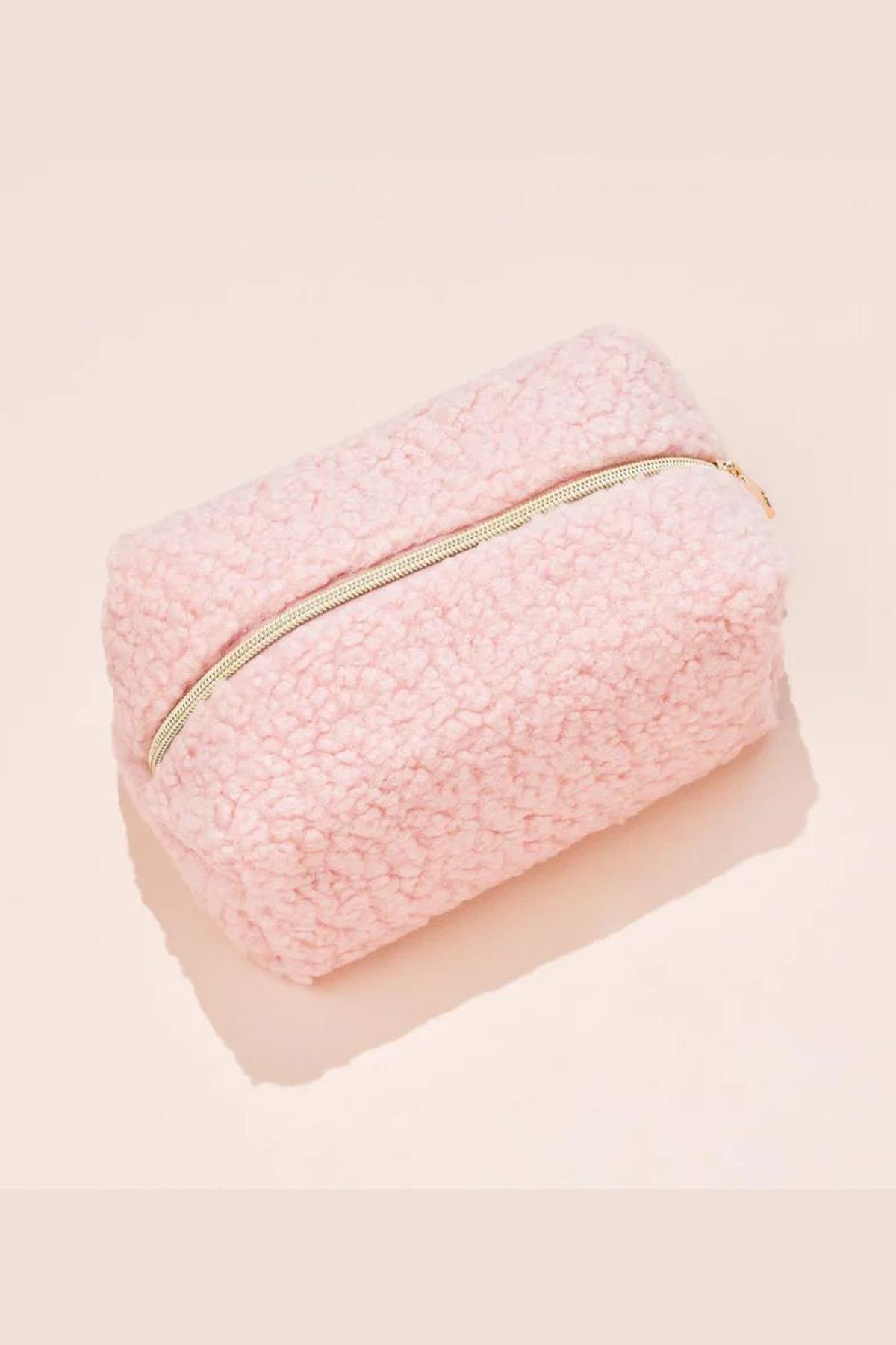 Teddy Peluş Pembe Orta Boy Makyaj Çantası