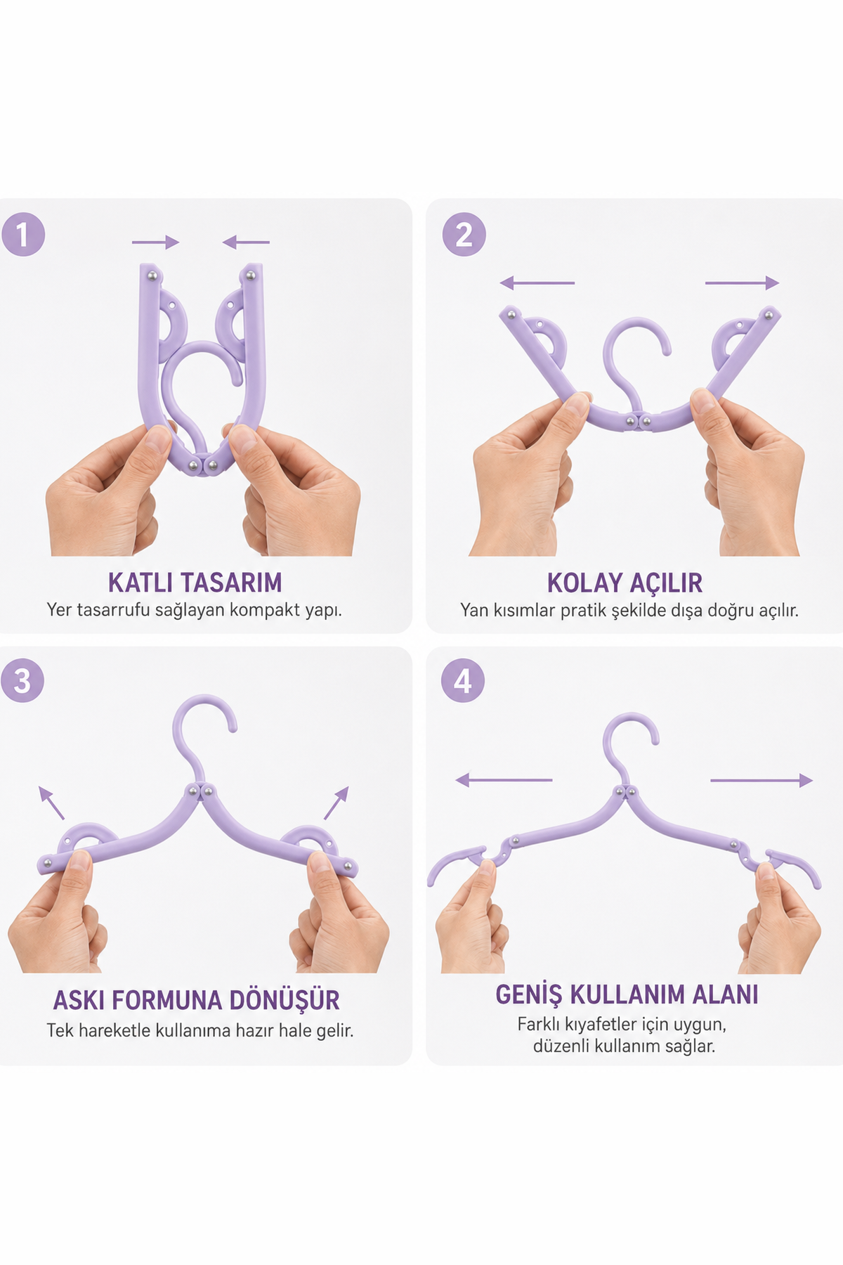 1 Adet Katlanabilir Kıyafet Askısı Yer Tasarruflu Dolap İçi Askı Organizer – Çoklu Askı Aparatı 