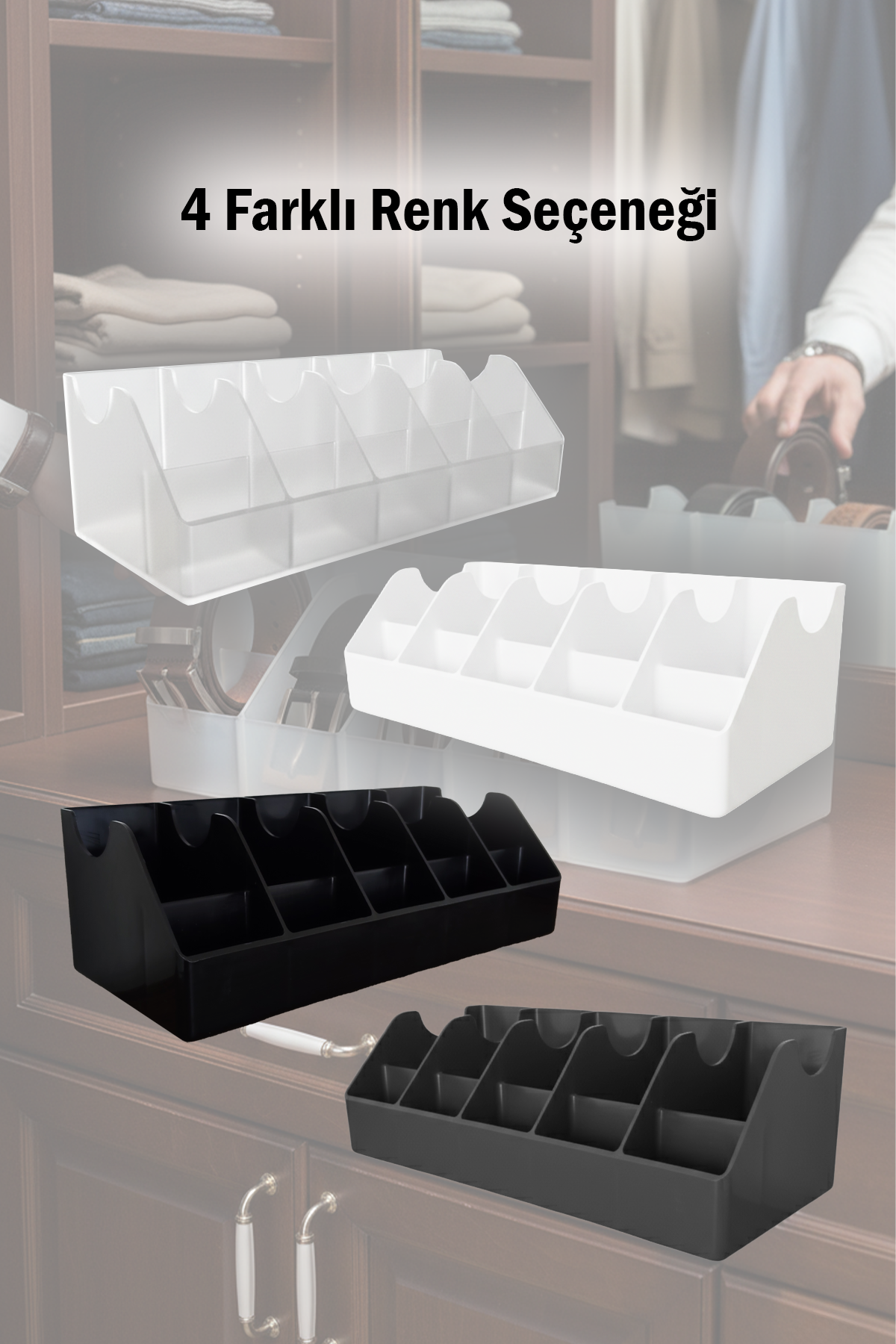 10 Bölmeli Kemer Organizer, Çorap, Kravat, Takı, Makyaj, Çekmece, Dolap İçi Depolama