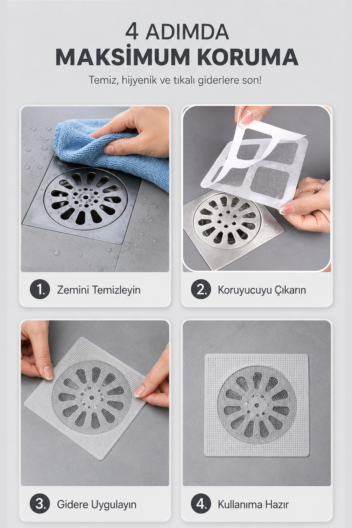 10'lu Süzgeç ve Gider Koku Önleyici Set Silikon Mat Banyo Mutfak Lavabo Koruyucu