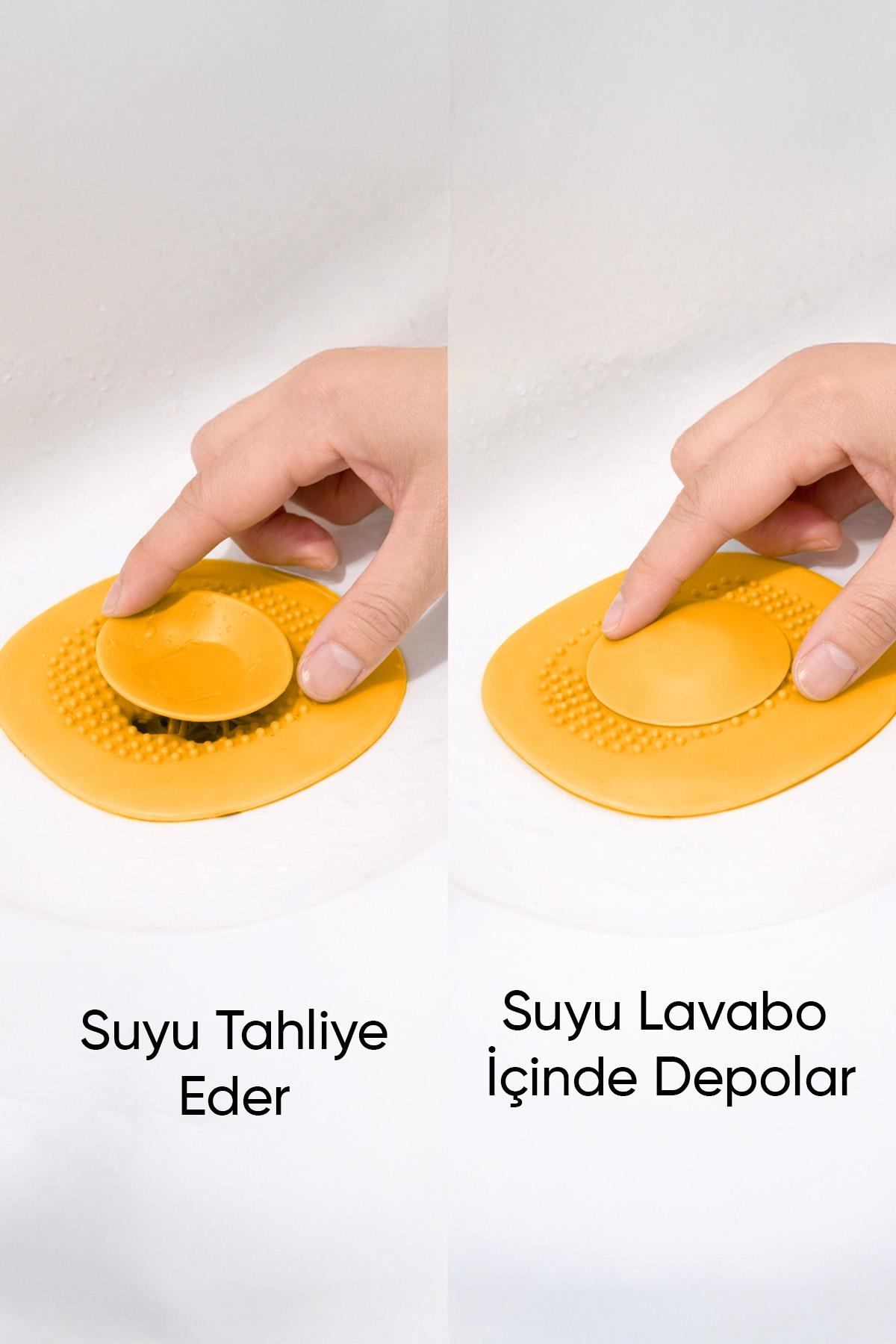 2 Adet Kademeli Lavabo Tıkacı Silikon Lavabo Gider Tıpası Koku Önleyici Gider Kontrol Tıpası Turuncu