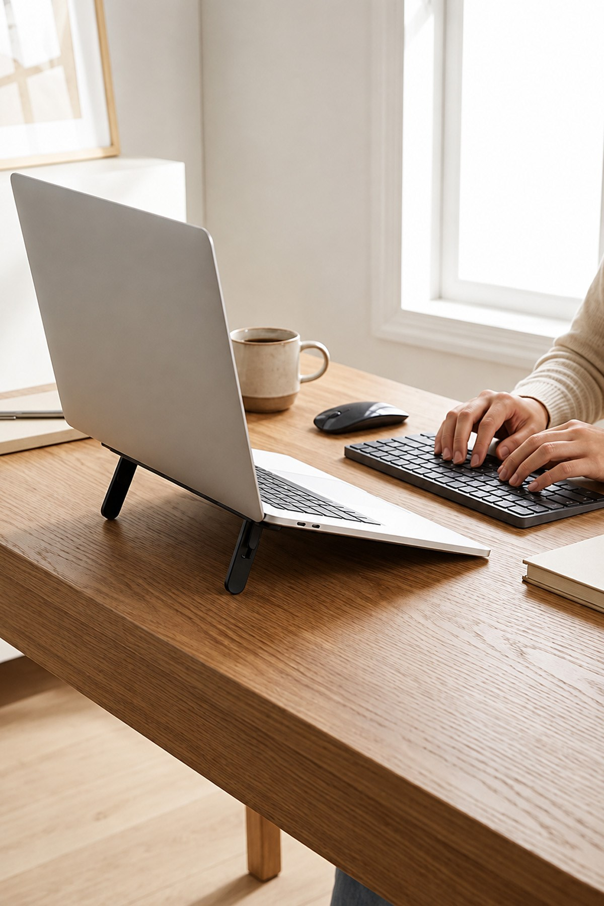 2 Kademeli Katlanabilir Yapışkanlı Laptop Standı Taşınabilir Notebook Yükseltici Tutucu