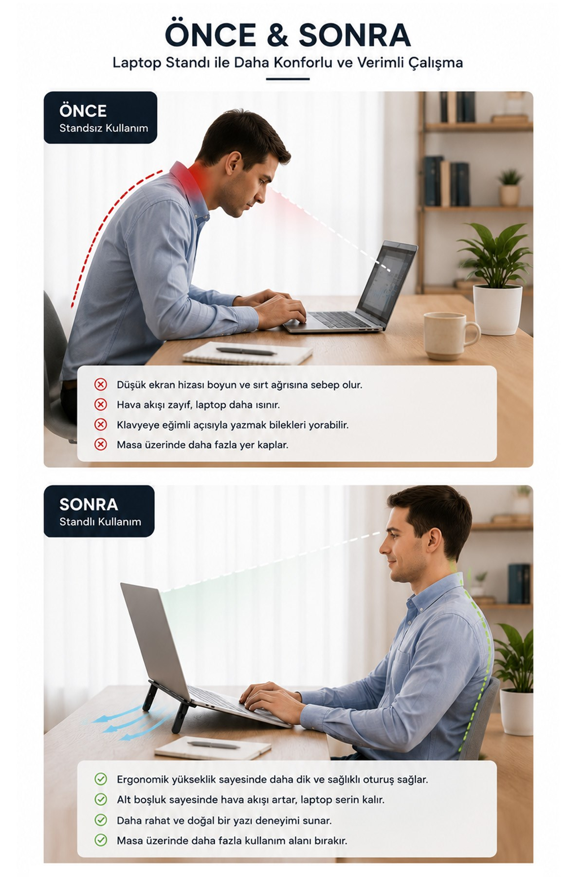 2 Kademeli Katlanabilir Yapışkanlı Laptop Standı Taşınabilir Notebook Yükseltici Tutucu