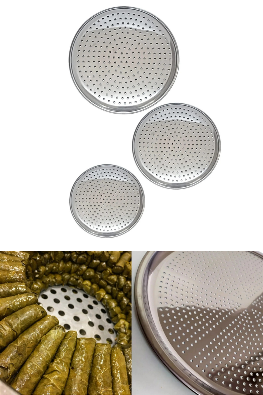 24 cm Paslanmaz Çelik Oval Delikli Model Tepsi Sarma Dolma Altlığı Pide Pizza Mutfak Tepsisi