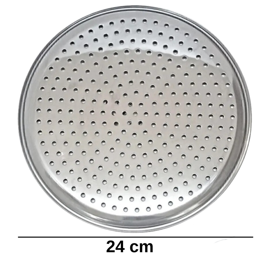 24 cm Paslanmaz Çelik Oval Delikli Model Tepsi Sarma Dolma Altlığı Pide Pizza Mutfak Tepsisi