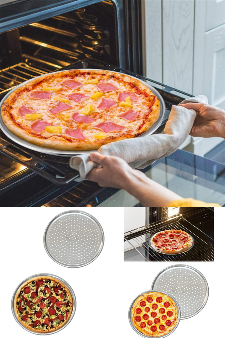 28 cm Pizza Ve Lahmacun Tepsisi Delikli Paslanmaz Çelik Tepsi Pizza Lahmacun Pide Tepsisi
