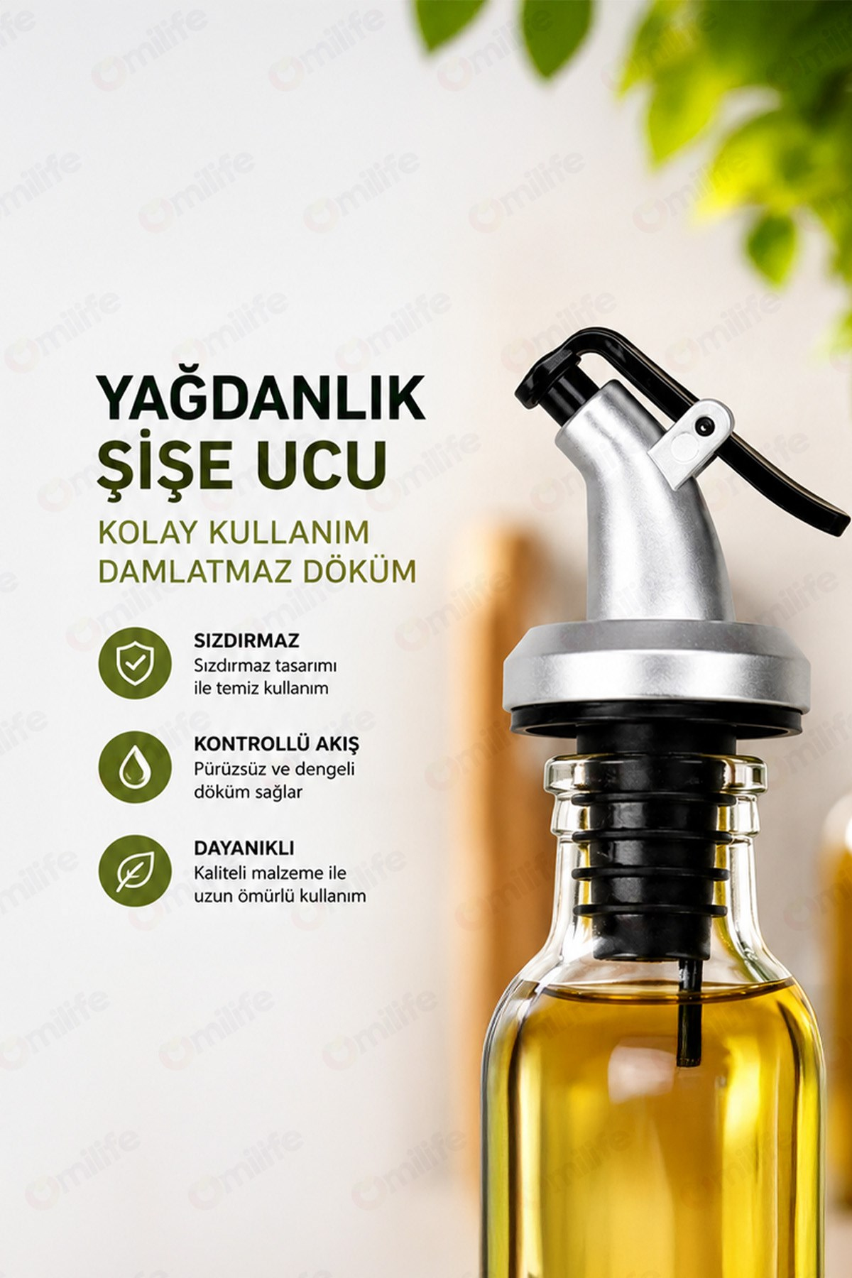 2'li Damlatmaz Şişe Ucu Servis Aparatı Yağlık Sıvı Akıtma Düzenleyici Başlık