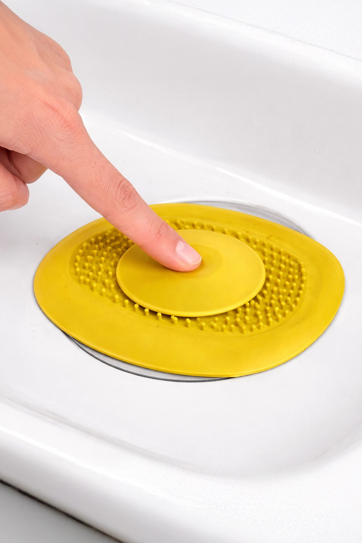 2'li Gri Silikon Gider Kapağı Tavşan Model Koku Önleyici Süzgeçli Banyo Mutfak Seti