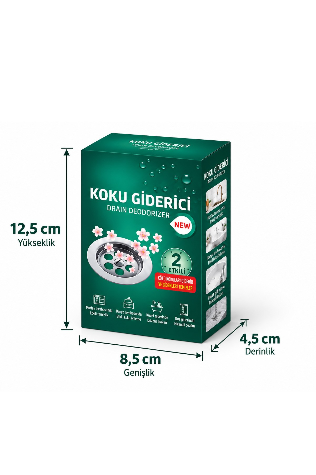 2'li Lavabo Gider Koku Giderici Toz Anında Etkili Mutfak Banyo Gider Temizleyici Ferahlatıcı