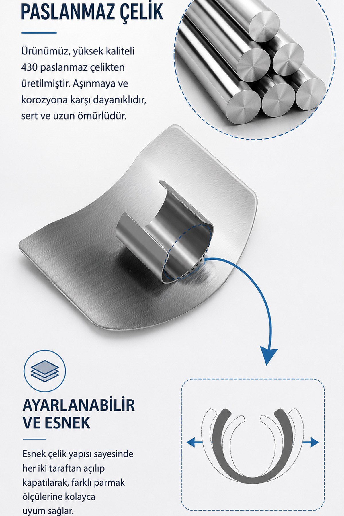 2'li Paslanmaz Çelik Parmak Koruyucu Kesim Aparatı Mutfak Doğrama El Koruyucu