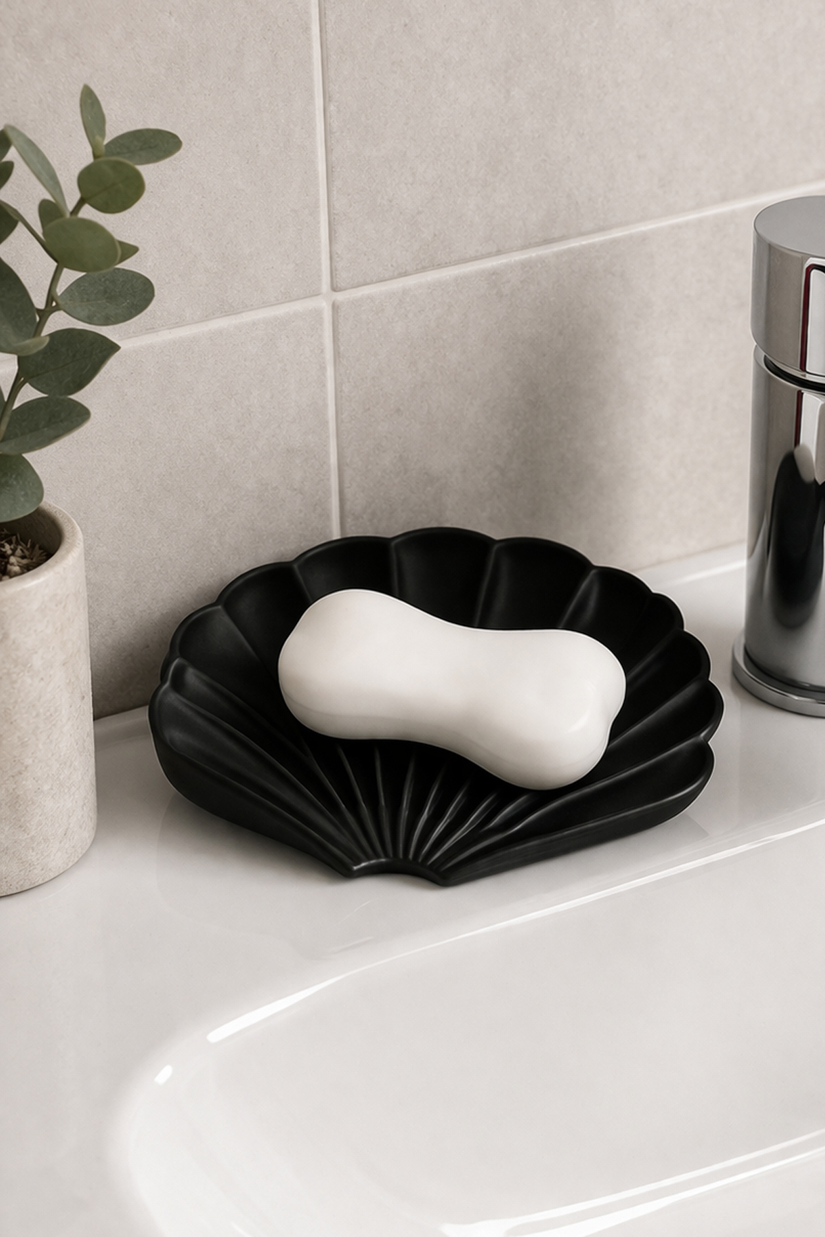 2'li Siyah Silikon Gider Kapağı ve İstiridye Sabunluk Seti Su Giderli Banyo Mutfak Organizer