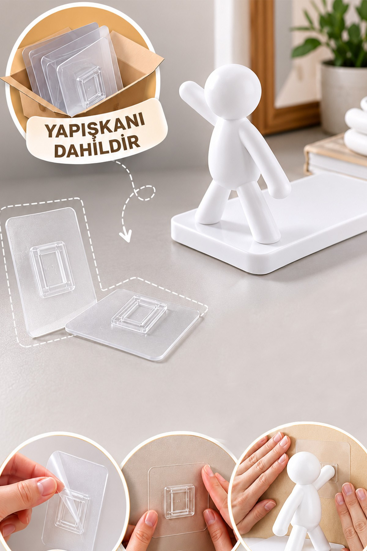 2'li Yapışkanlı Çöp Adam Banyo Organizer Raf Şampuan Kozmetik Baharat Düzenleyici Dekoratif Raf
