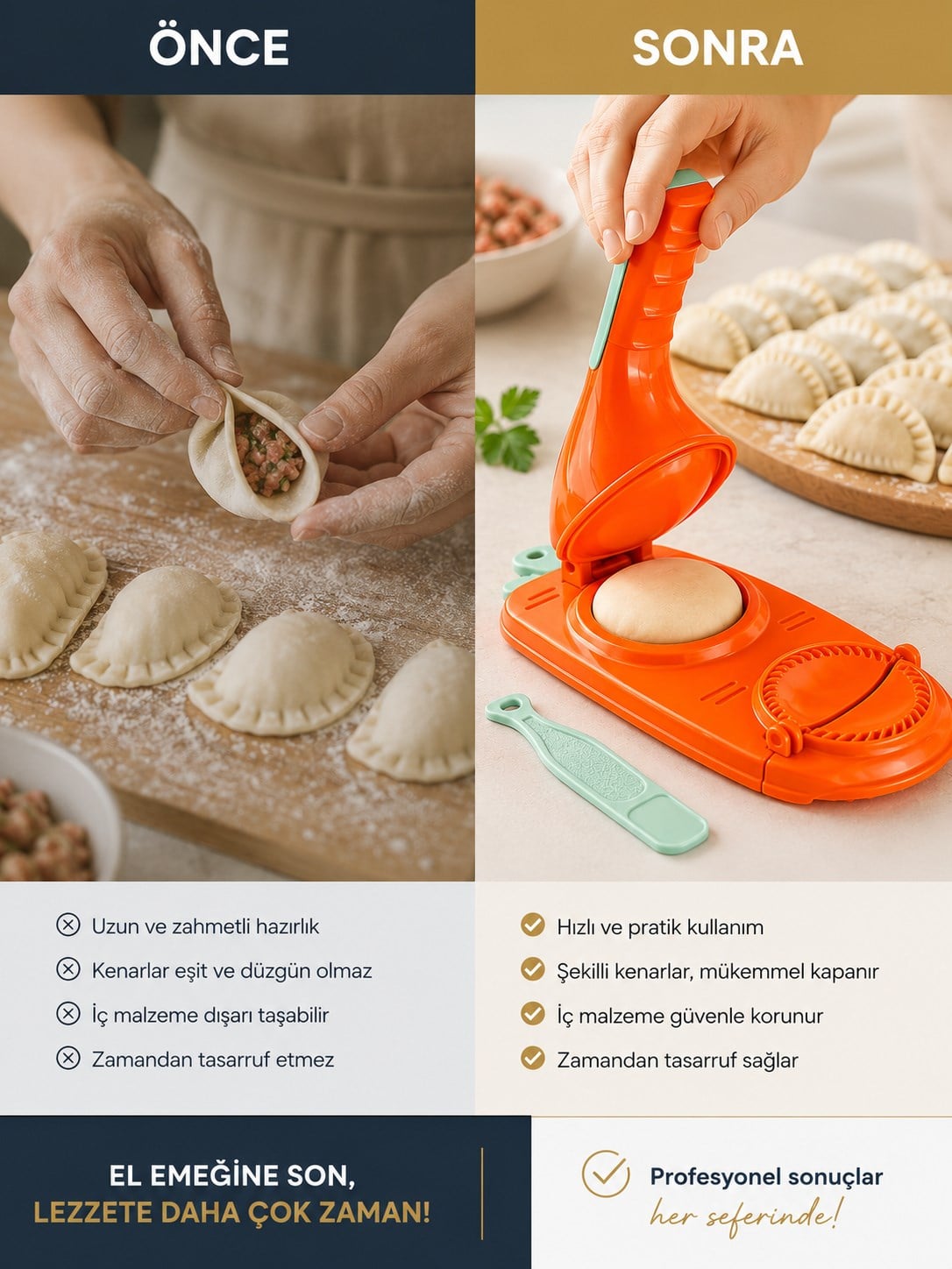2'si 1 Arada Hamur Açma ve Presleme Aparatı Mantı Ravioli Börek Poğaça Kalıbı