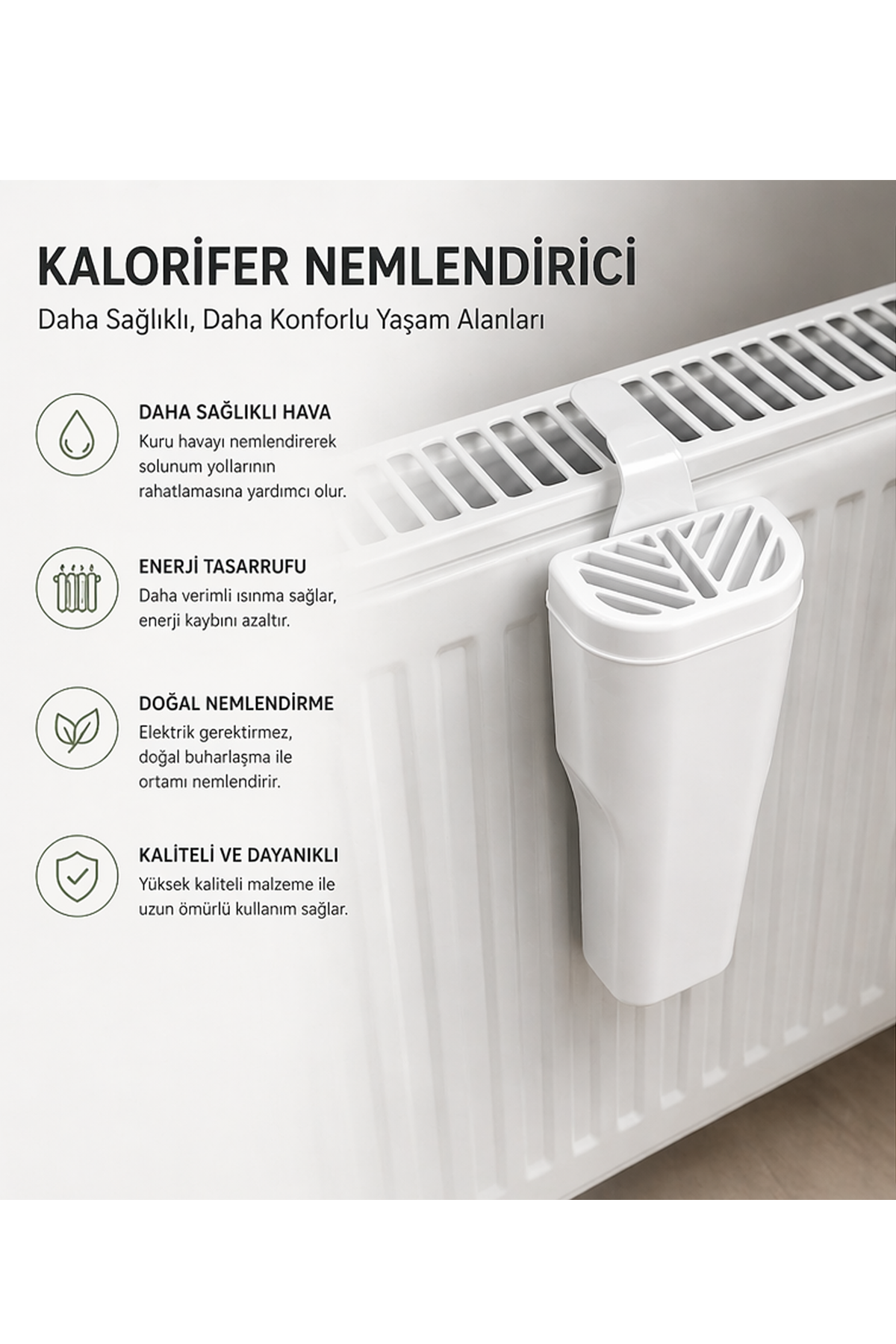 3 Adet Kalorifer Suluğu Kapaklı Petek Nemlendirici Su Hazneli Ortam Nem Artırıcı Set