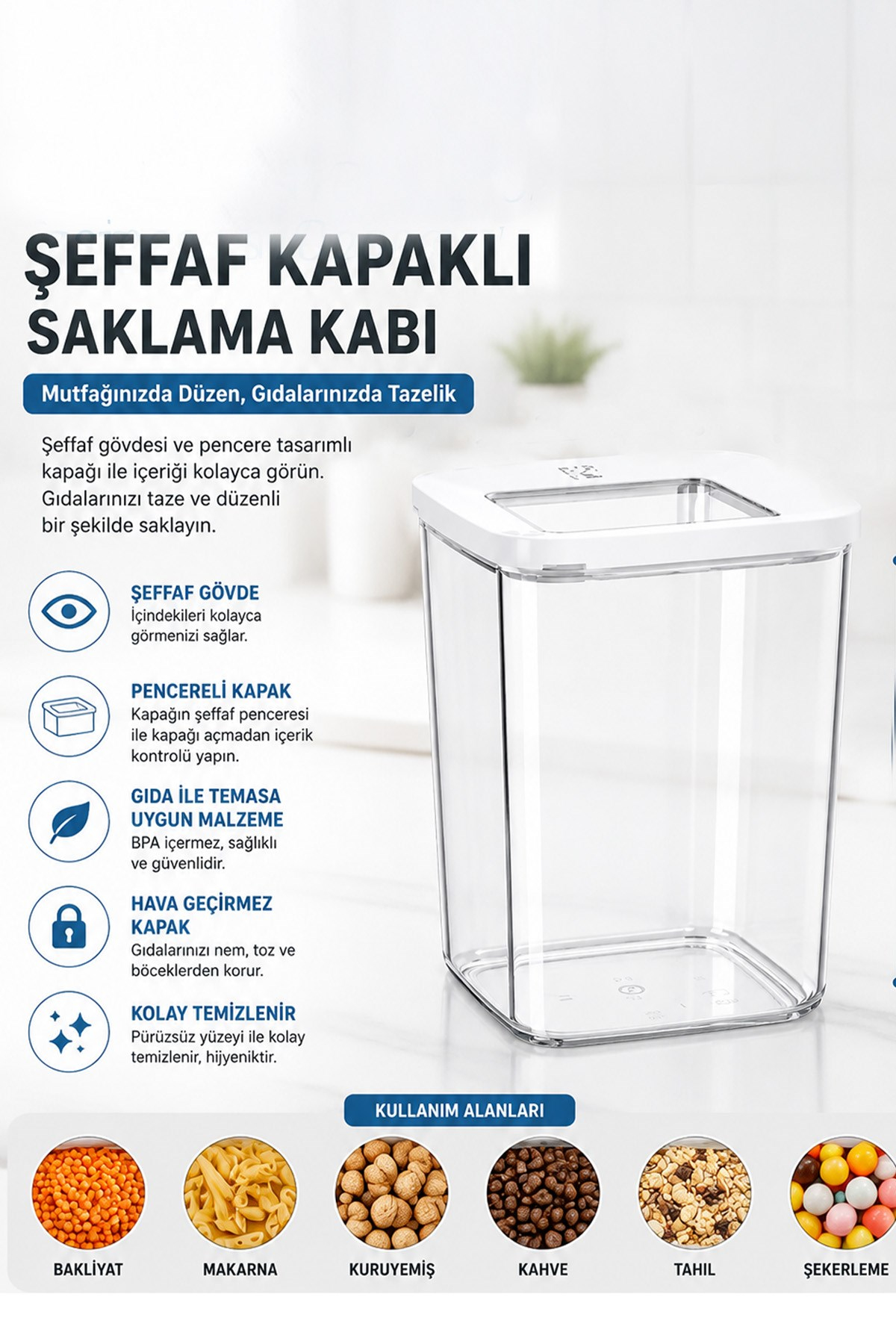 3'lü Vakumlu Kare Saklama Kabı Seti 1000 ML Şeffaf Kapaklı Gıda Erzak Saklama Kutusu VP-314