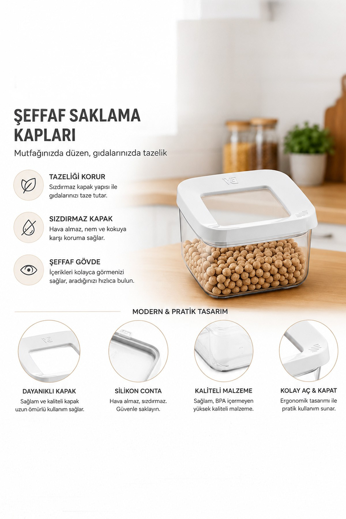 3'lü Vakumlu Kare Saklama Kabı Seti 350 ML Şeffaf Kapaklı Gıda Erzak Saklama Kutusu VP-329