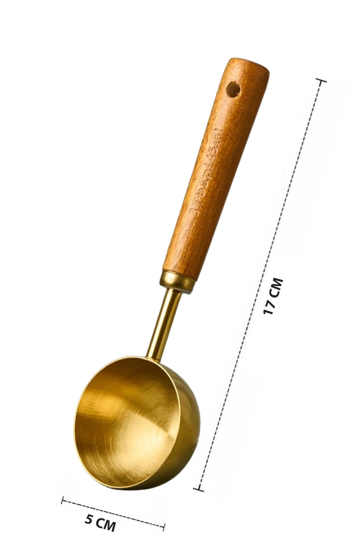 45 ml Ahşap Saplı Gold Kahve Ölçü Kaşığı Paslanmaz Çelik Kahve Çay Mama Ölçme Kaşığı 