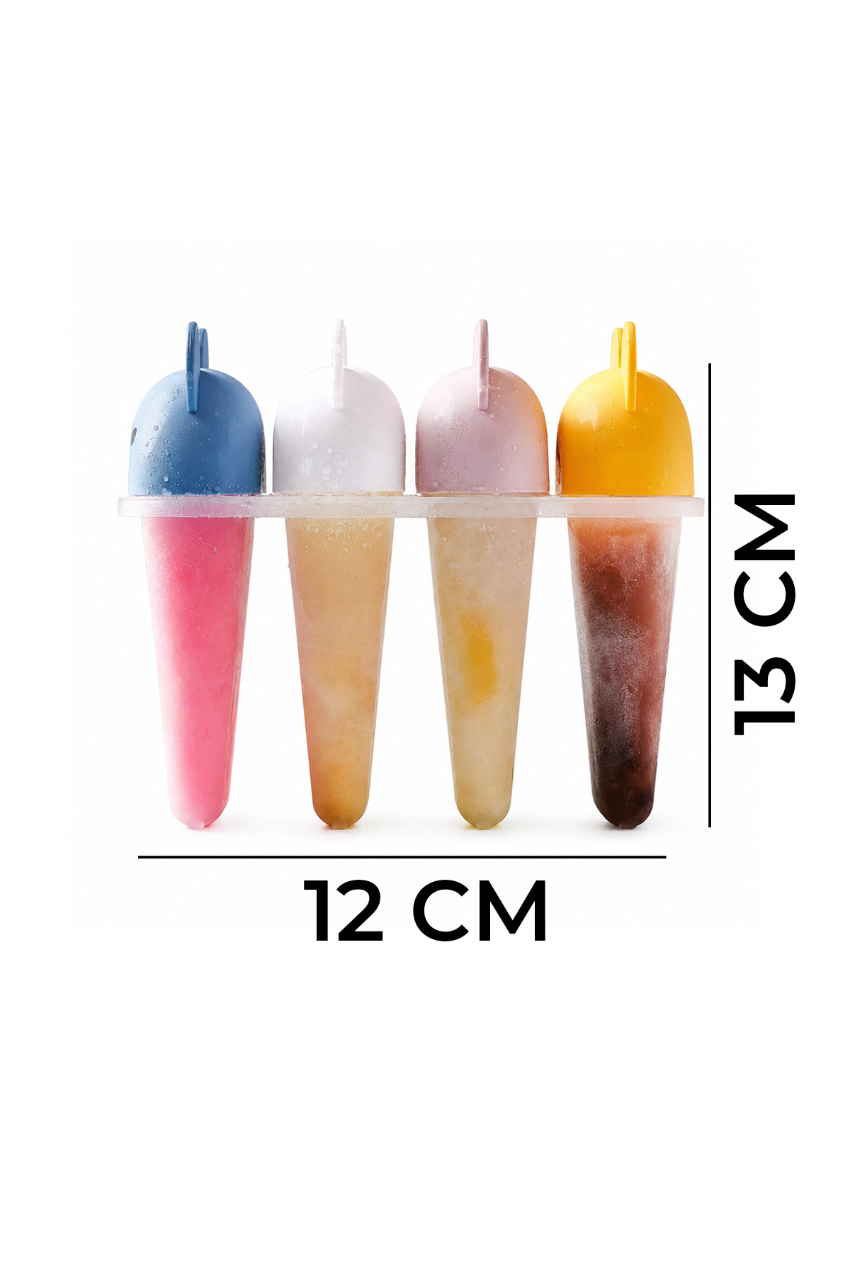 4'lü Dondurma Meybuz Yapma Kabı Buz Kalıbı Çocuk Meyveli Dondurma Kalıbı 15,2 cm