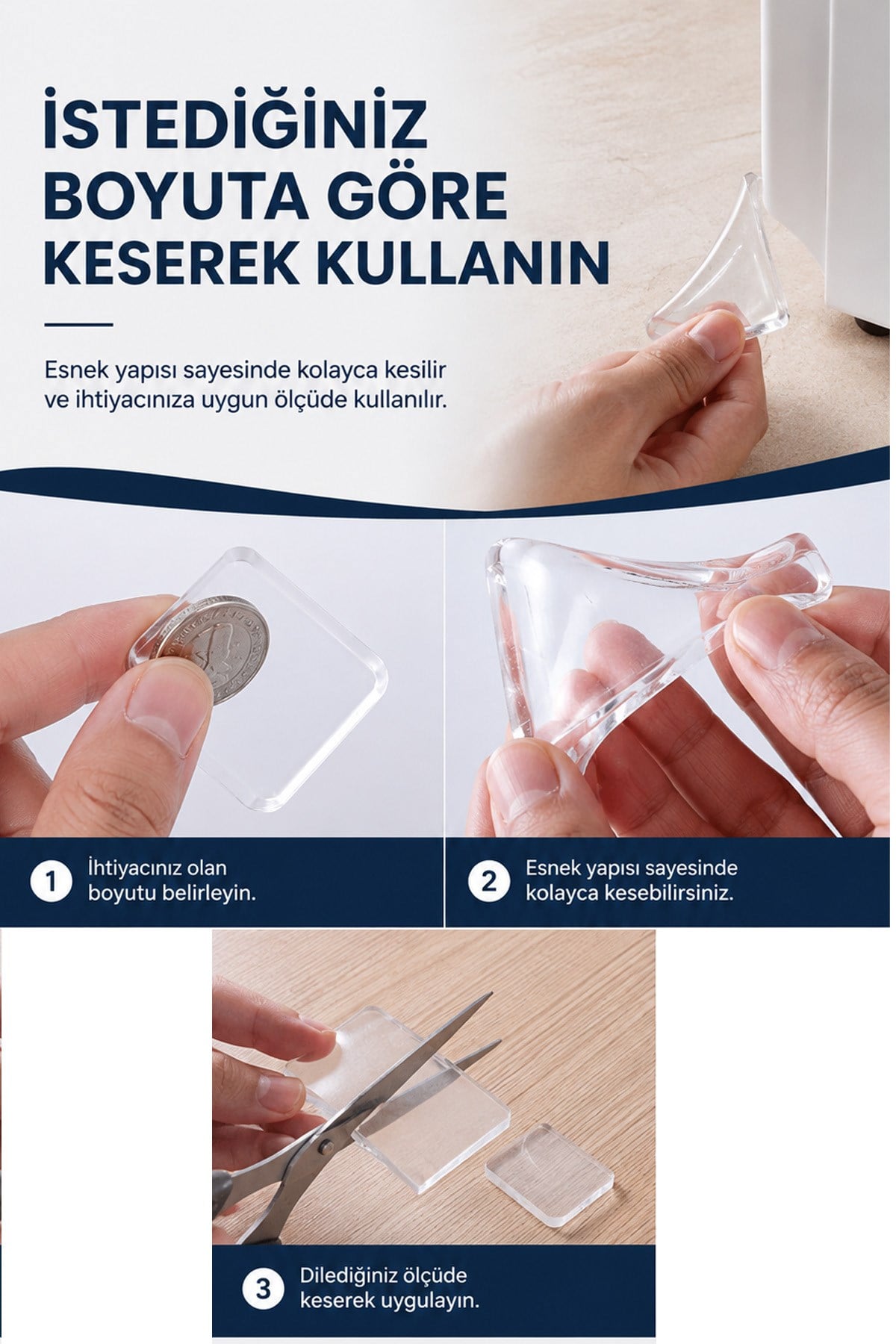 4'lü Silikon Halı Kaydırmaz Ped Köşe Sabitleyici Zemin Koruyucu Kayma Önleyici