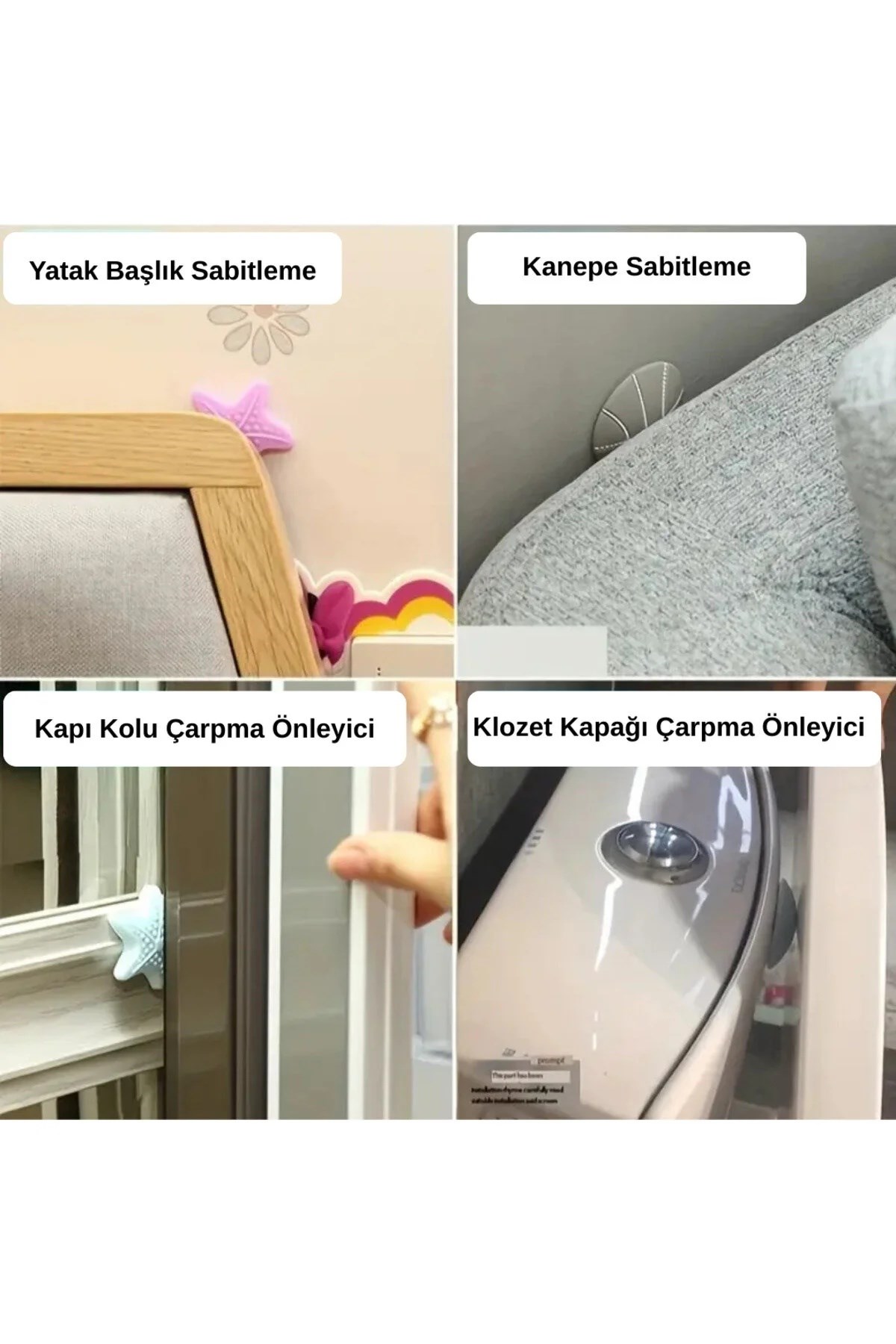 4'lü Silikon Kapı Kolu Stoperi Duvar Koruyucu Darbe Önleyici Yapışkanlı Tampon Ped