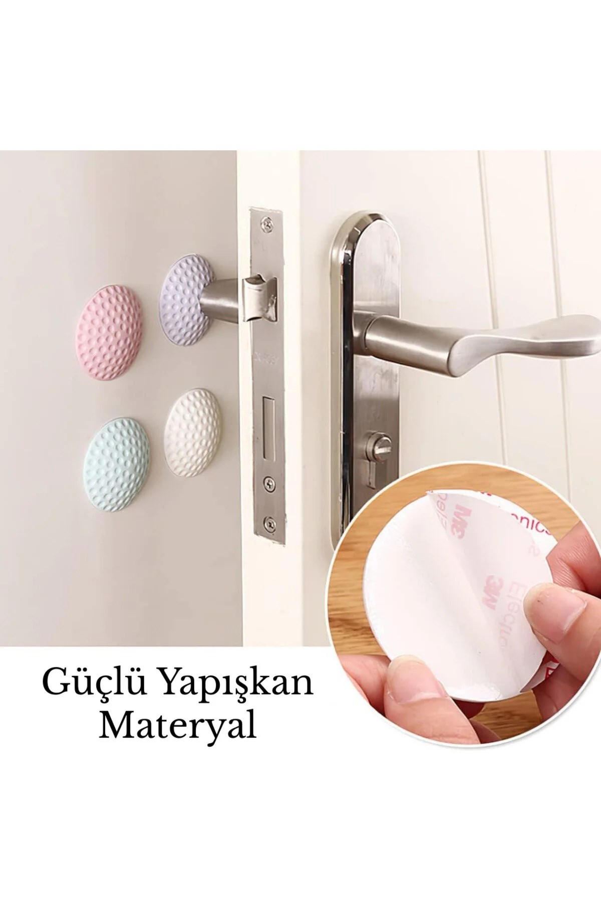 4'lü Silikon Kapı Kolu Stoperi Duvar Koruyucu Darbe Önleyici Yapışkanlı Tampon Ped