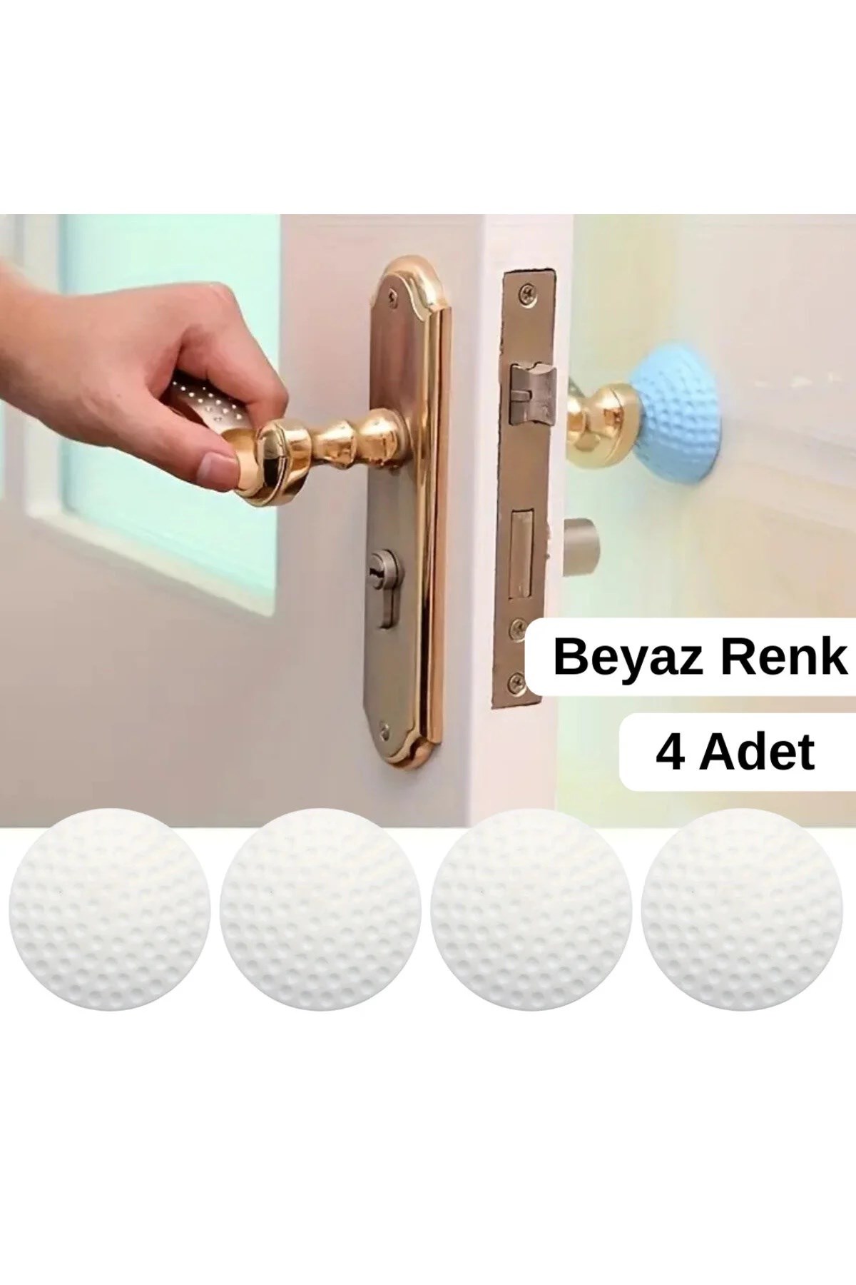 4'lü Silikon Kapı Kolu Stoperi Duvar Koruyucu Darbe Önleyici Yapışkanlı Tampon Ped