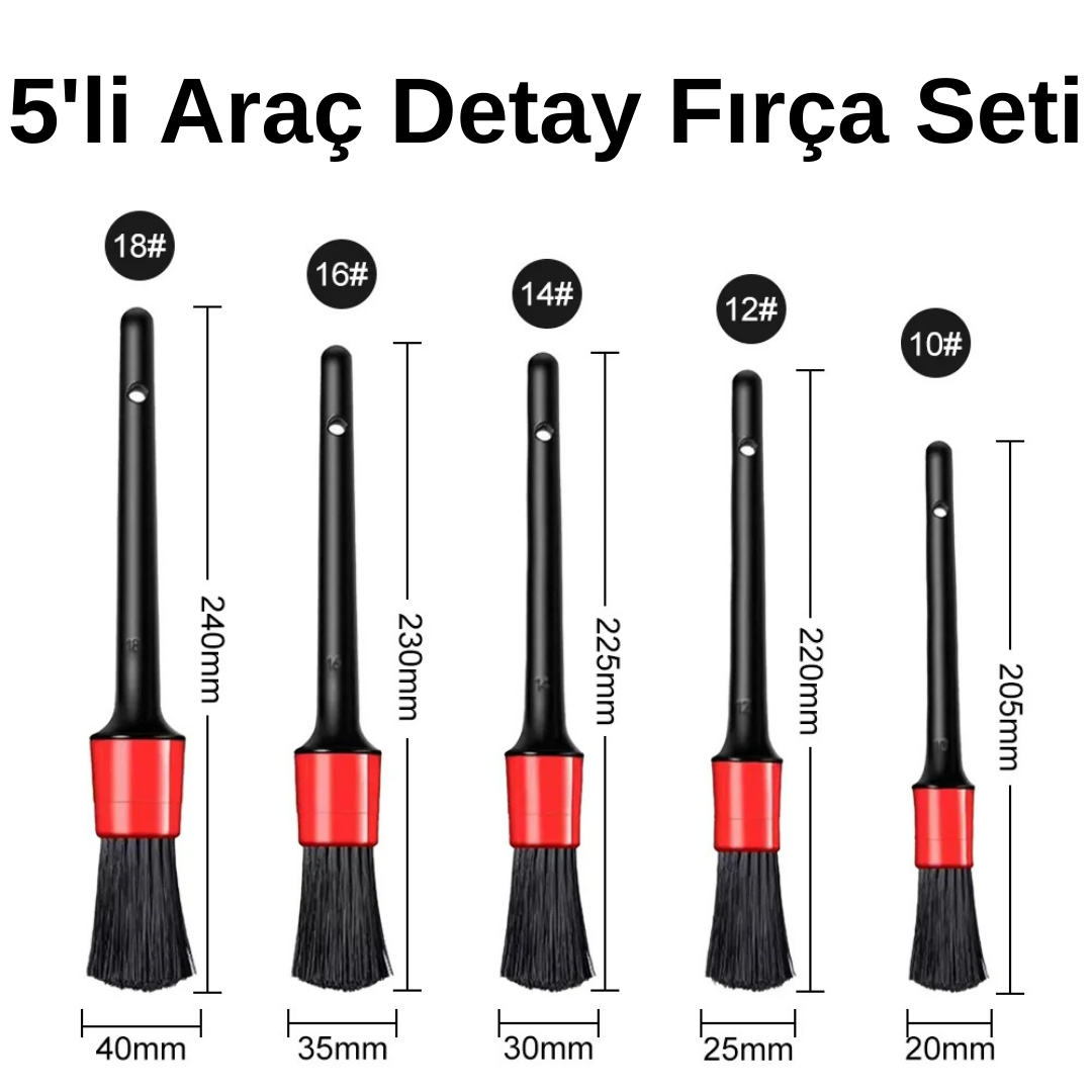 5 Adet Detay Araç Içi Oto Temizleme Fırçası Seti