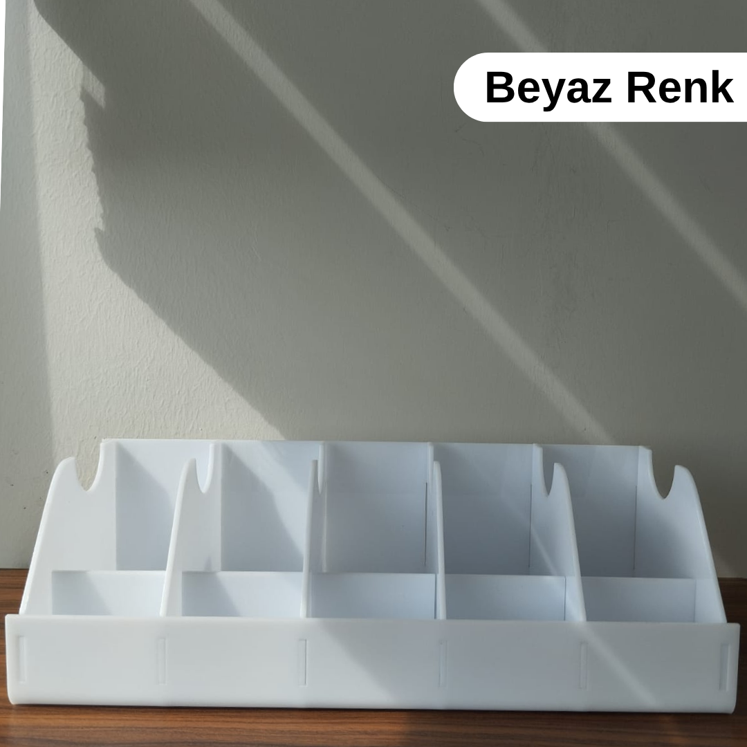 5 Bölmeli Siyah ve Beyaz Kemer Çorap Takı Makyaj Organizeri Dolap İçi Kemer Düzenleyici Organizer