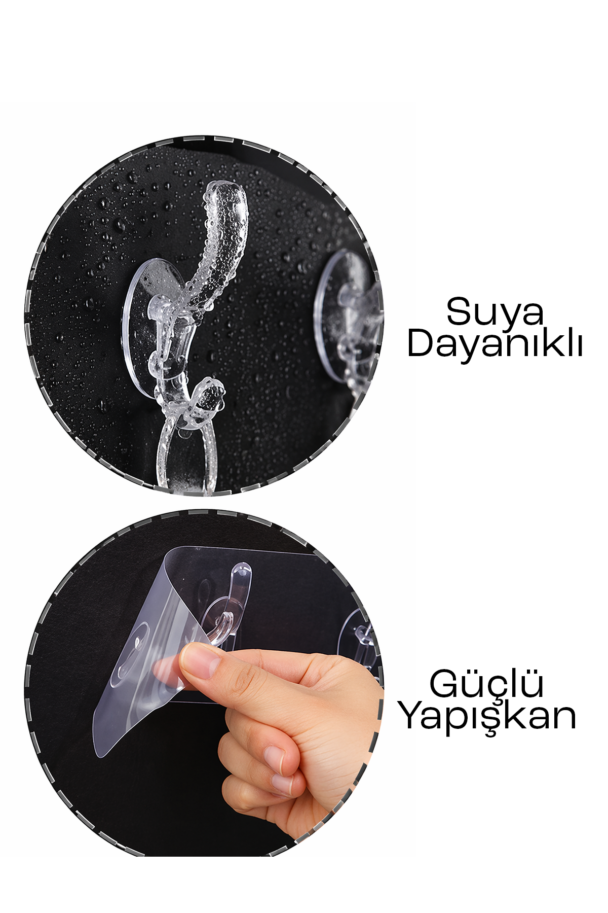 5 Kancalı Şeffaf Yapışkanlı Organizer Askı Mutfak Banyo Duvar Düzenleyici 35 cm