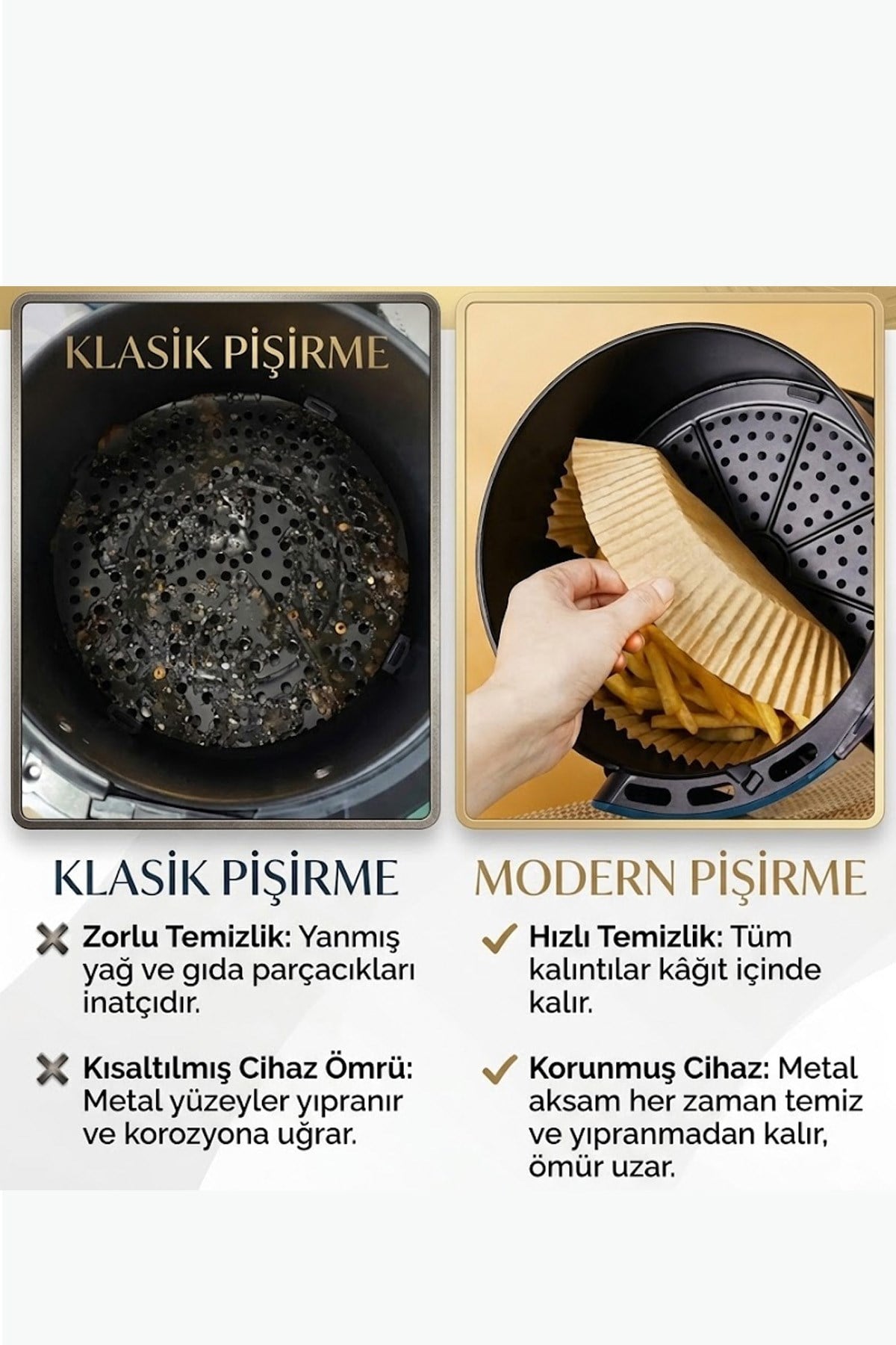 50 Adet kare model delikli Airfryer  Pişirme Kağıdı Yağ Tutmaz Fritöz Kağıdı 