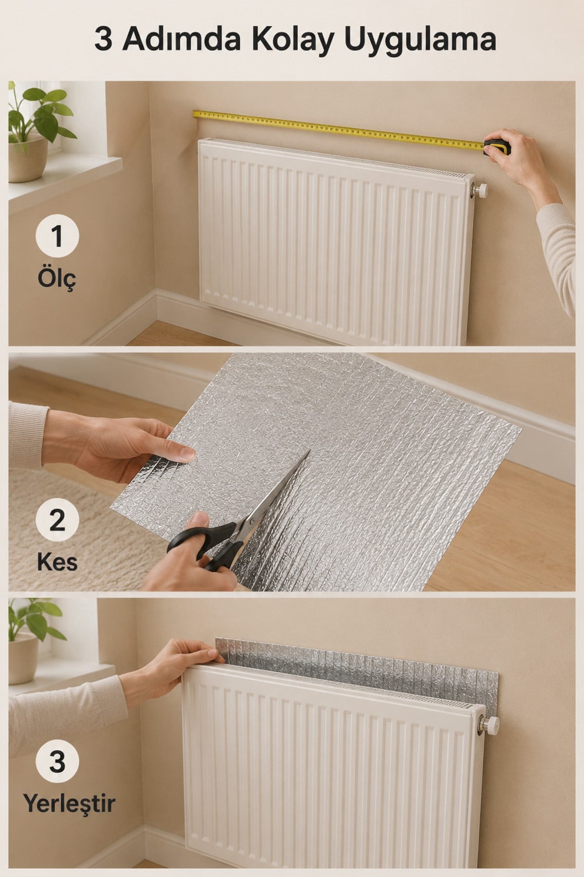 5'li Petek Arkası Isı Yalıtım Folyosu Radyatör Arkası Yakıt Tasarruf Plakası 100x50 cm