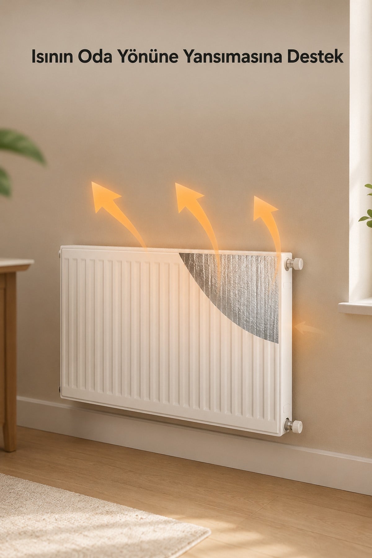 5'li Petek Arkası Isı Yalıtım Folyosu Radyatör Arkası Yakıt Tasarruf Plakası 100x50 cm