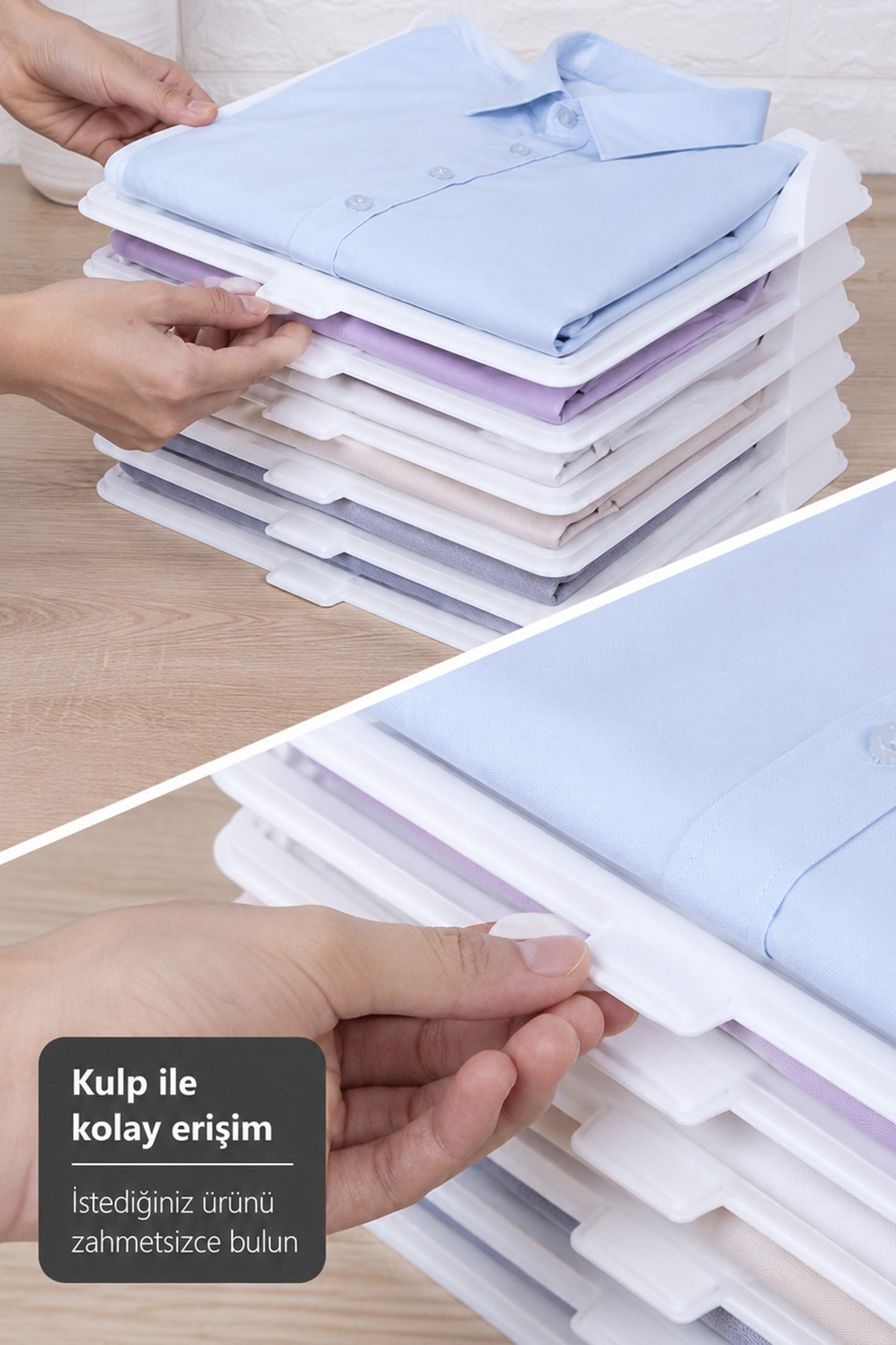 5'li Tişört Düzenleyici Dolap Organizer Katlama Aparatı Gömlek Kazak Elbise Düzenleyici