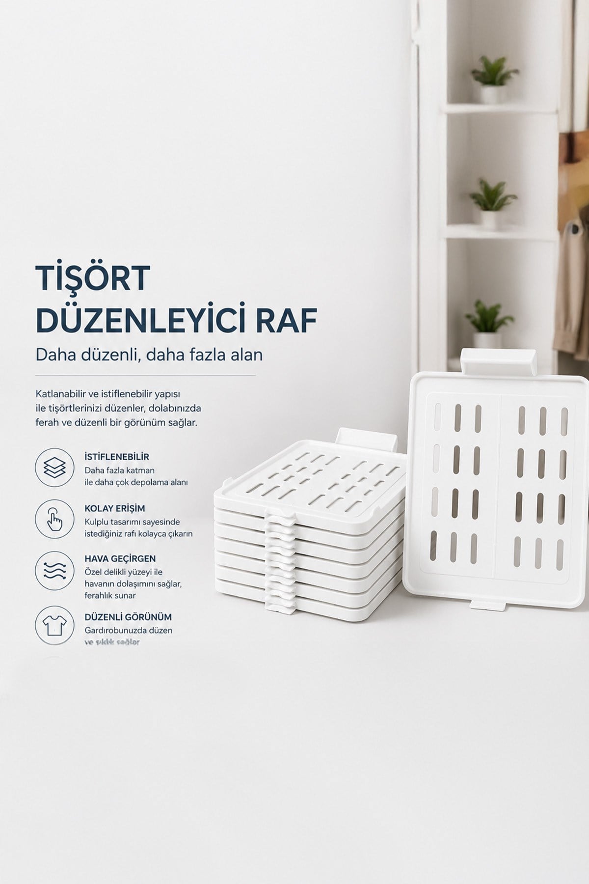 5'li Tişört Düzenleyici Dolap Organizer Katlama Aparatı Gömlek Kazak Elbise Düzenleyici