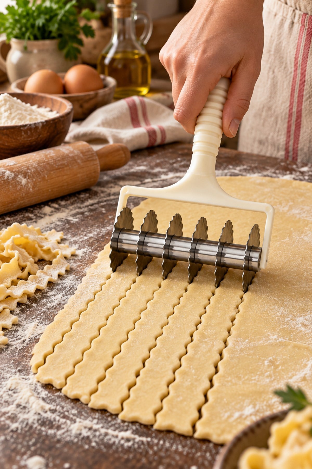 6 Bıçaklı Hamur Kesme Rulosu Pizza Dilimleyici Çoklu Hamur Şerit Kesici Mutfak Aparatı